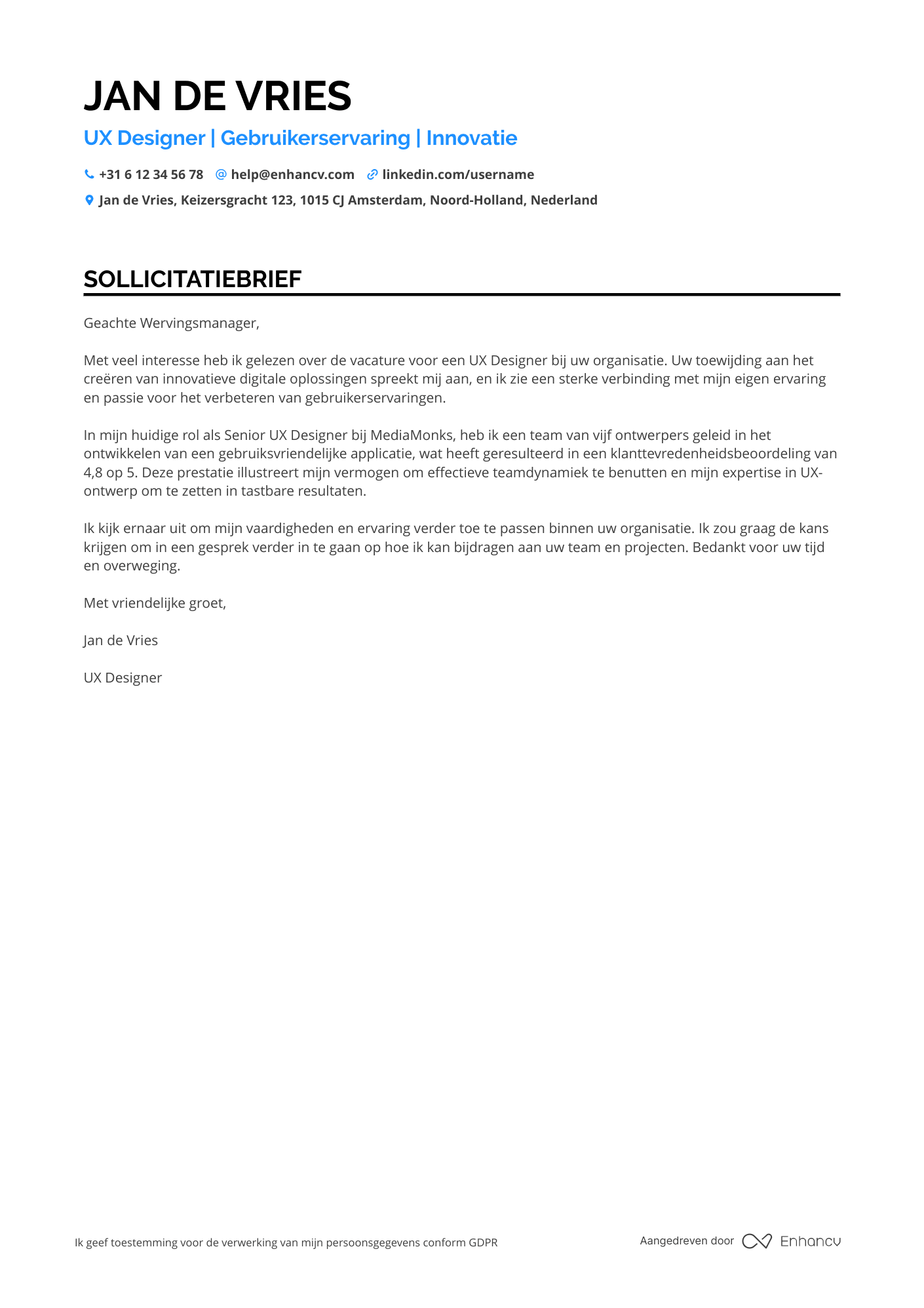 Cover Letter Example