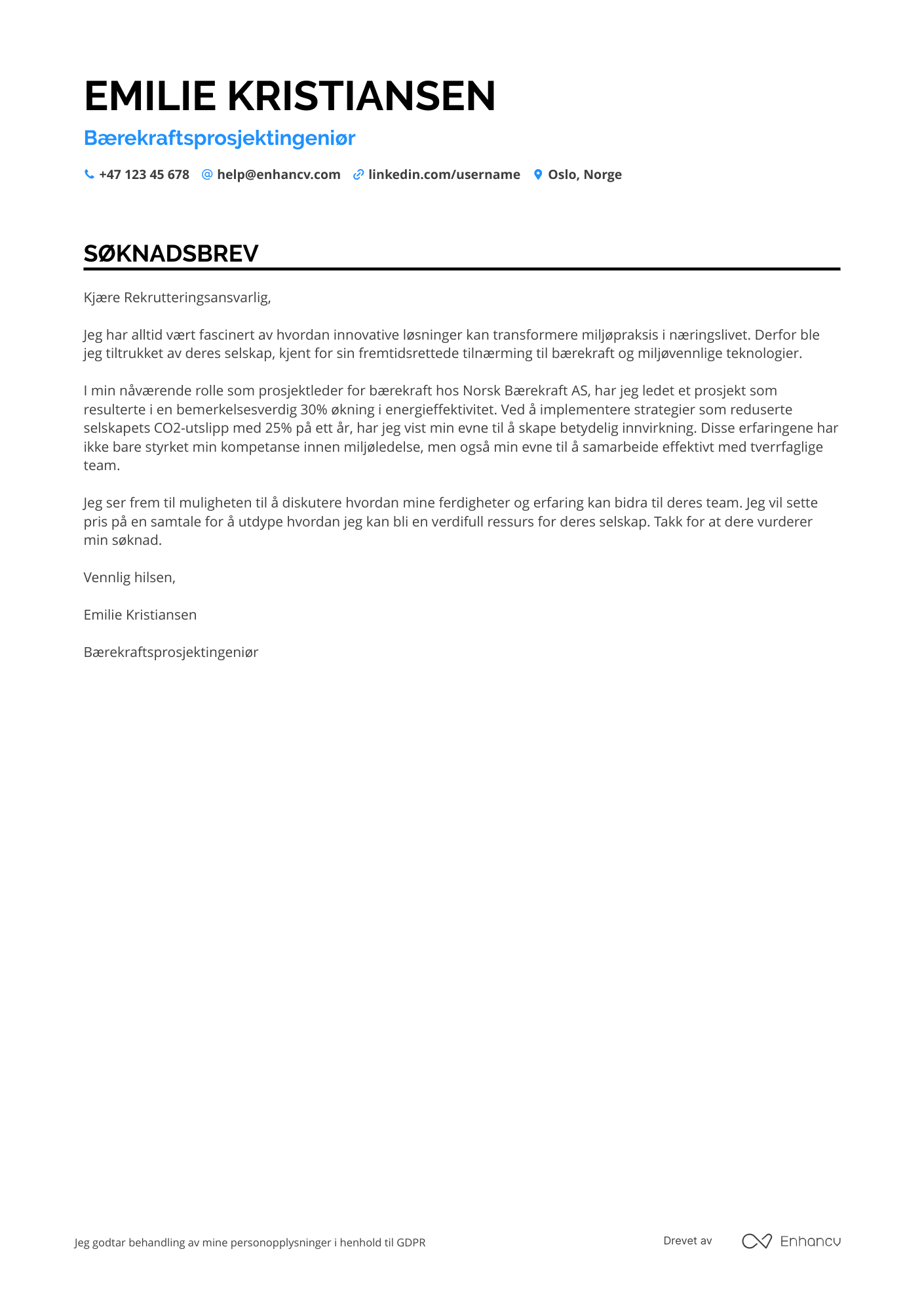 Cover Letter Example