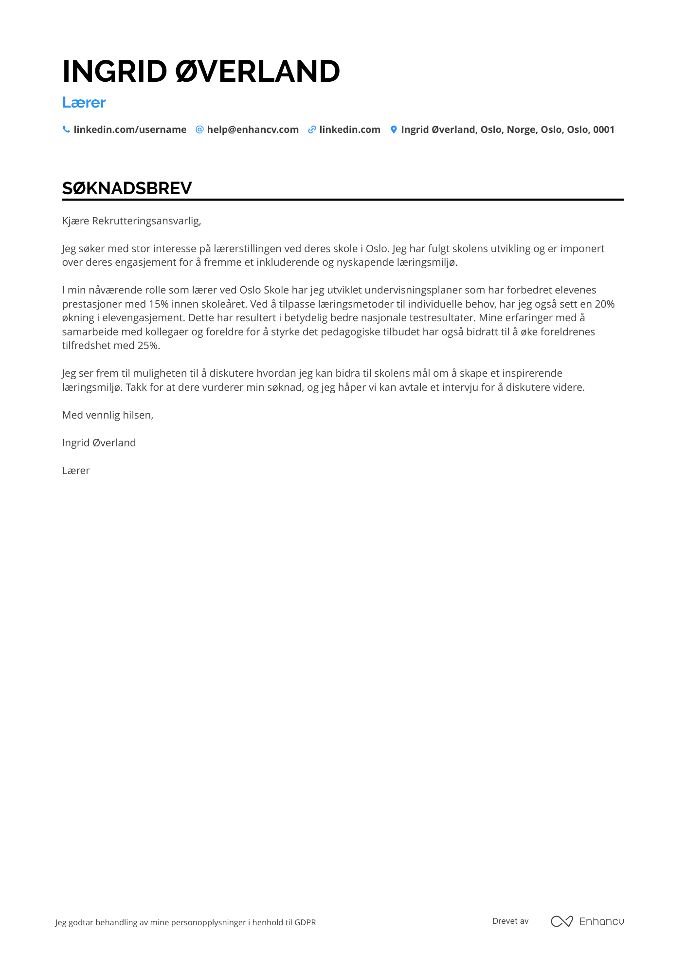 Cover Letter Example
