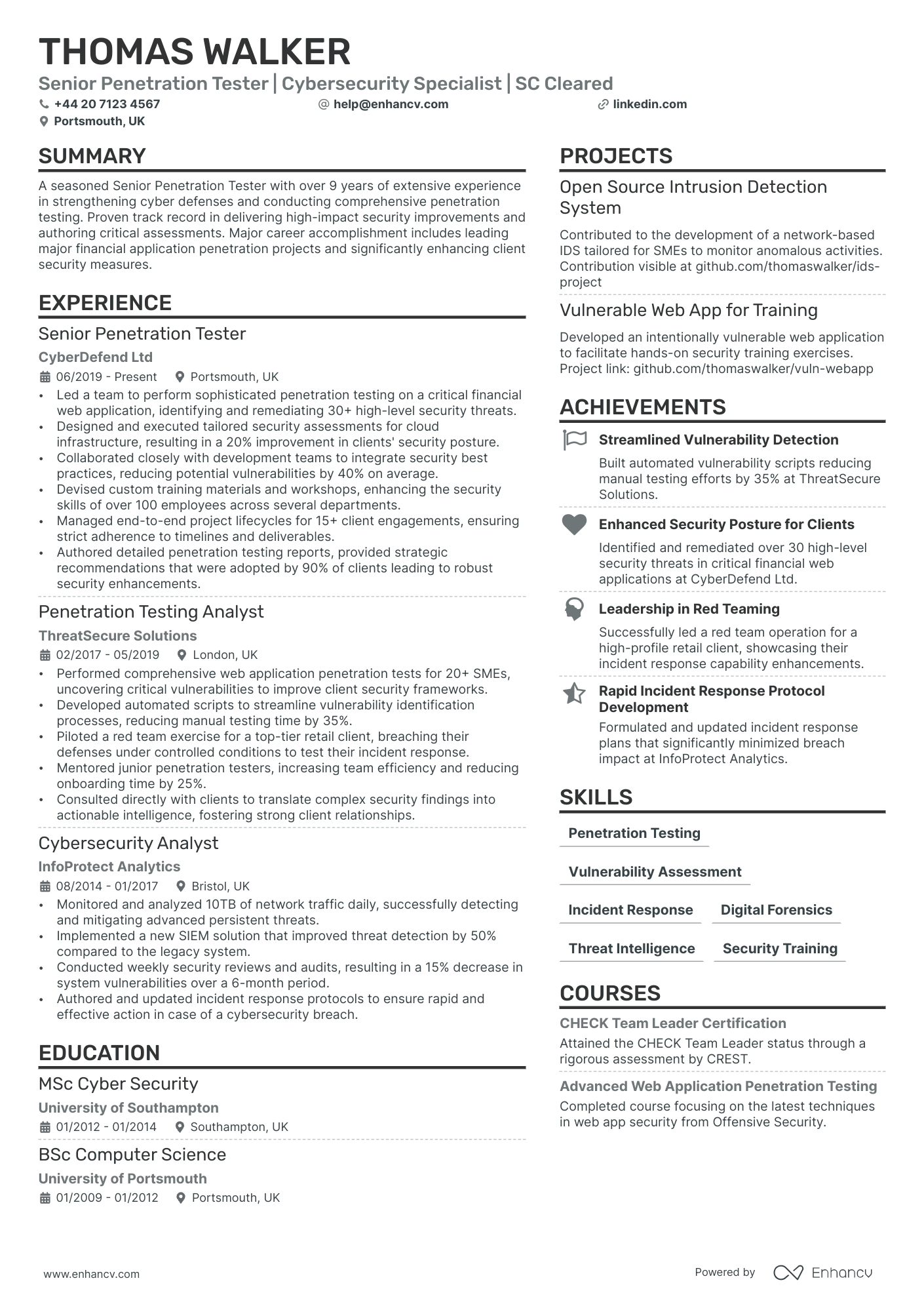 penetration tester resume example