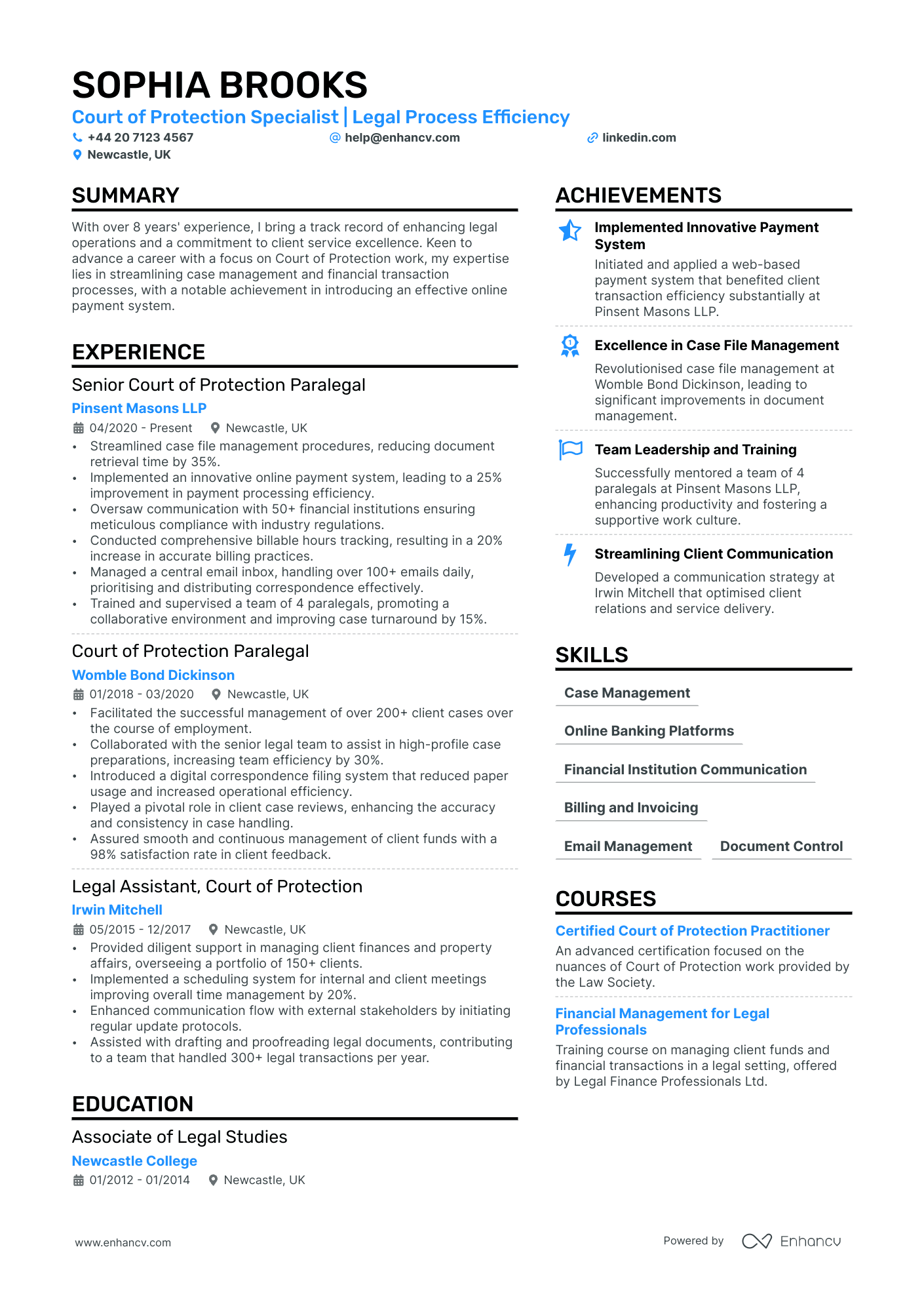 legal assistant resume example