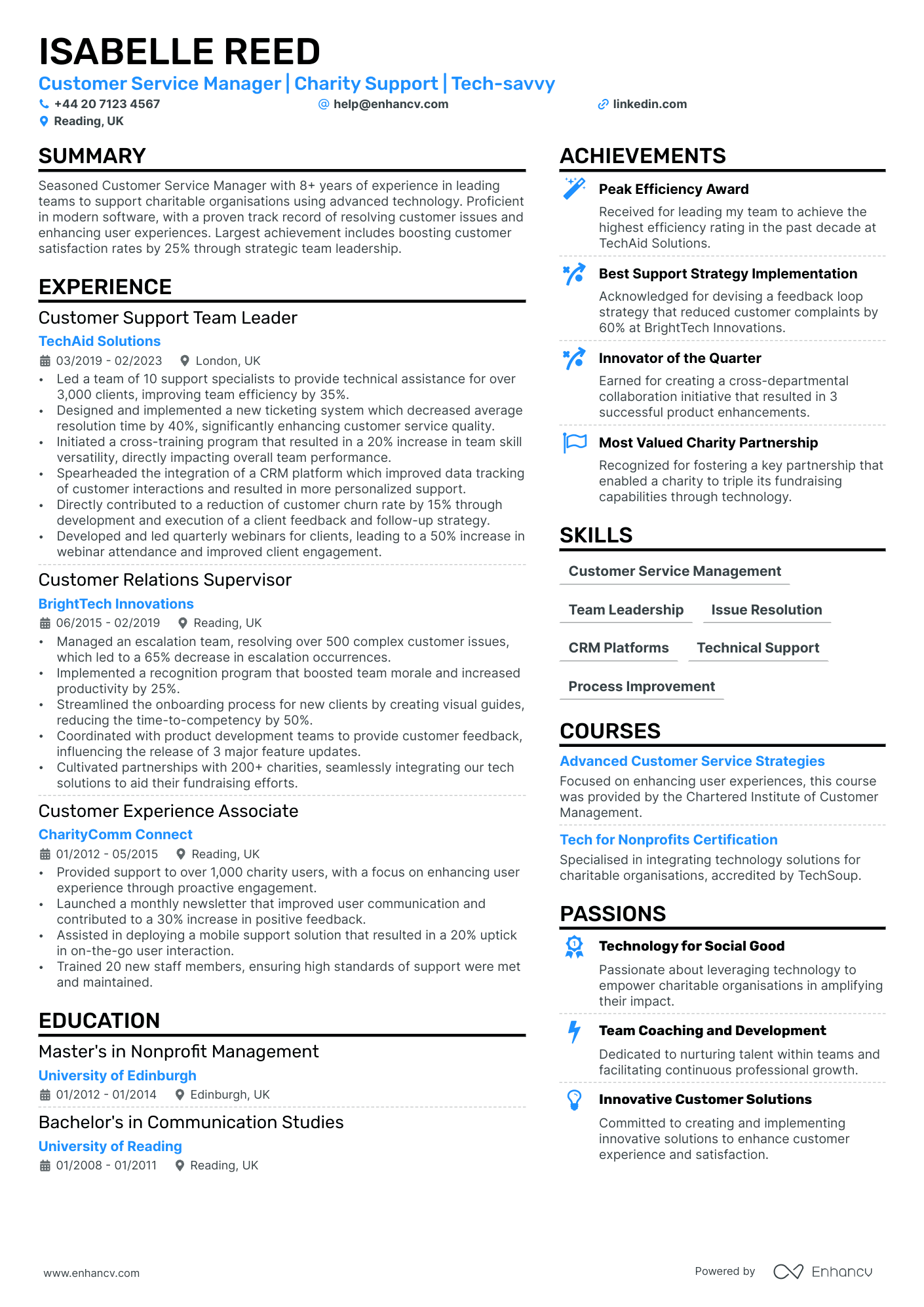 customer success manager resume example