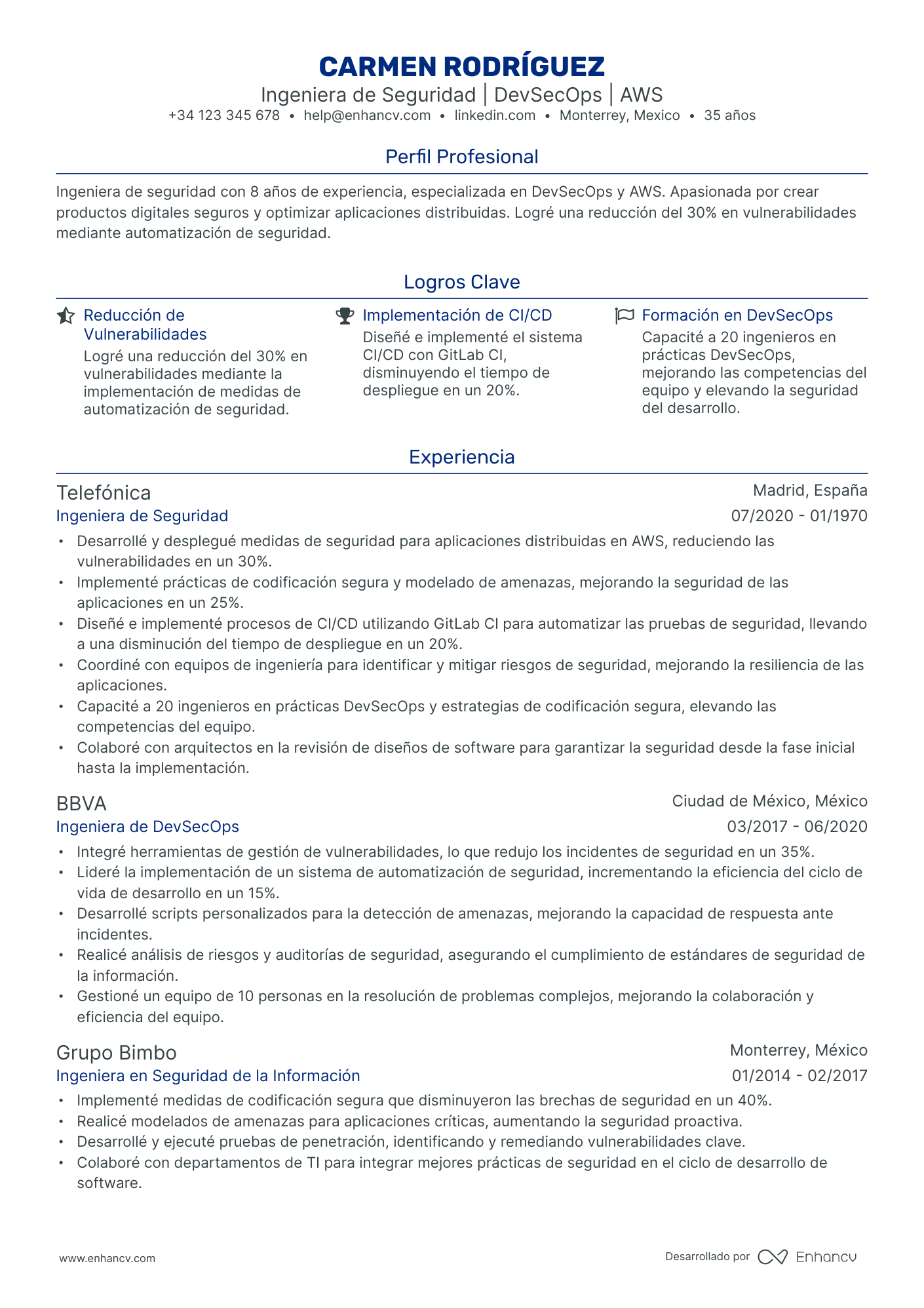 ingeniero resume example