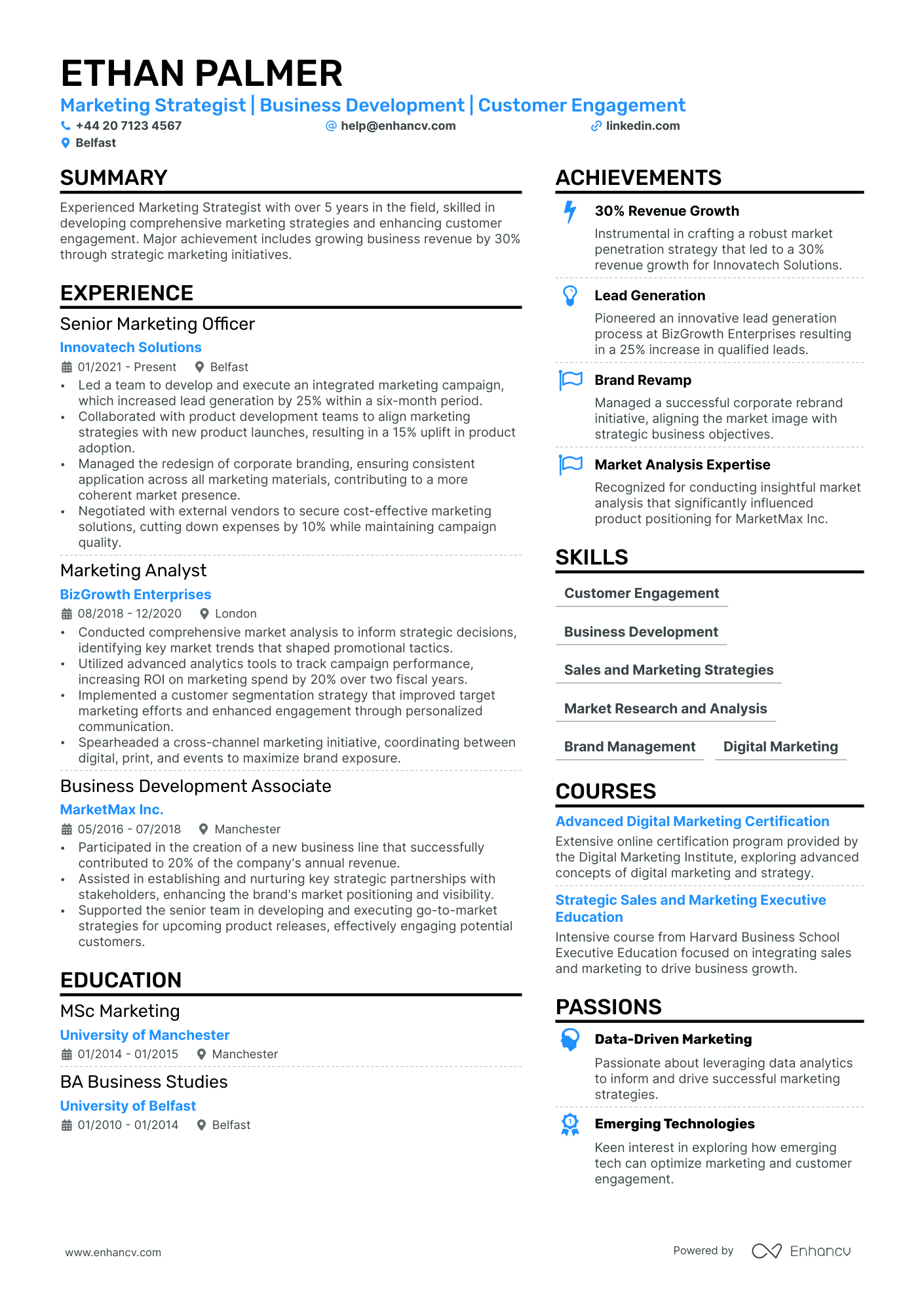 sales and marketing resume example
