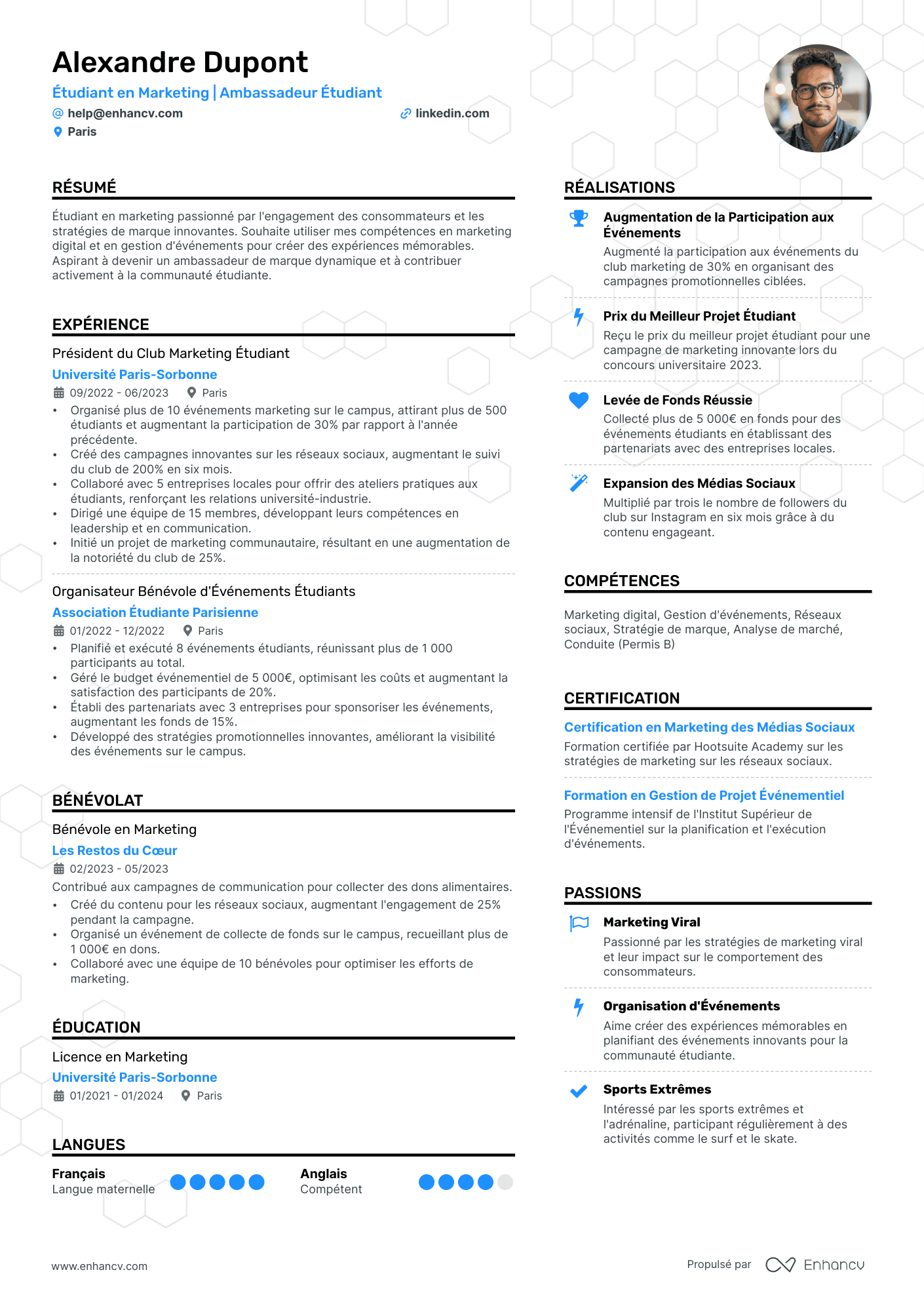 étudiant resume example