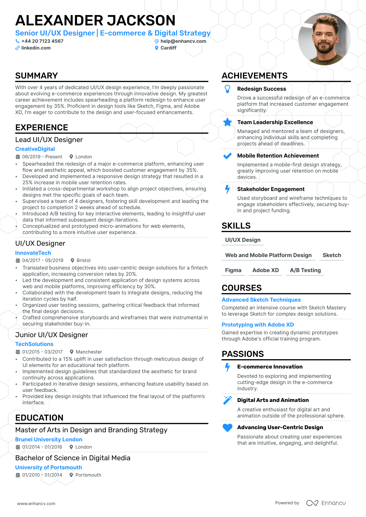ux designer resume example