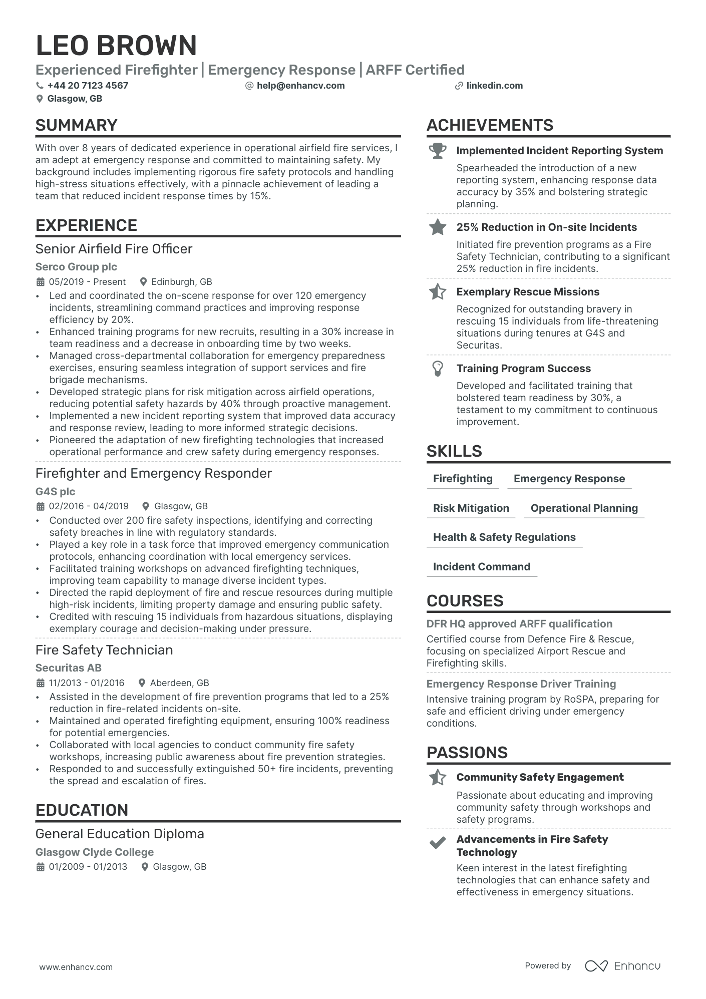 firefighter resume example