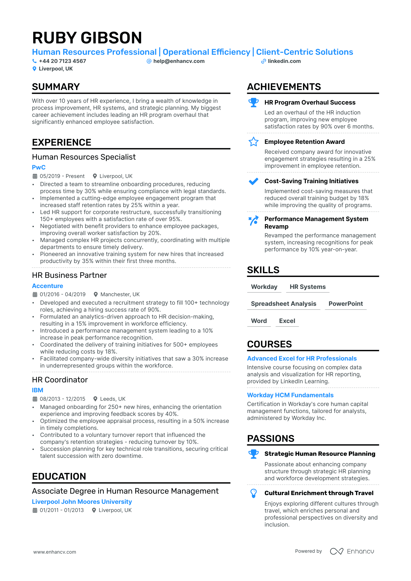 human resources resume example