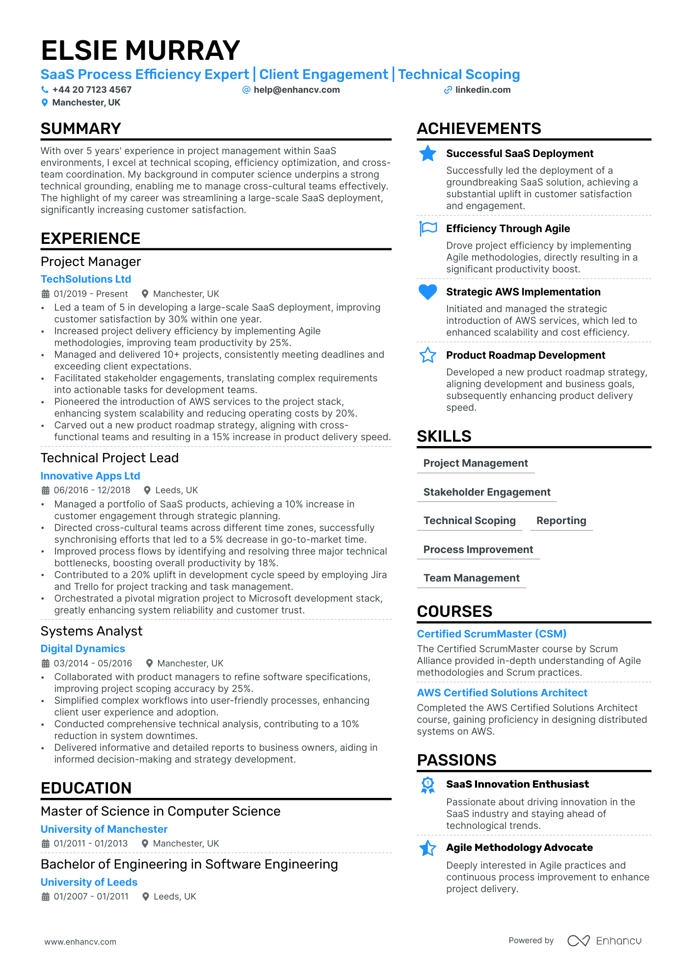 delivery manager resume example