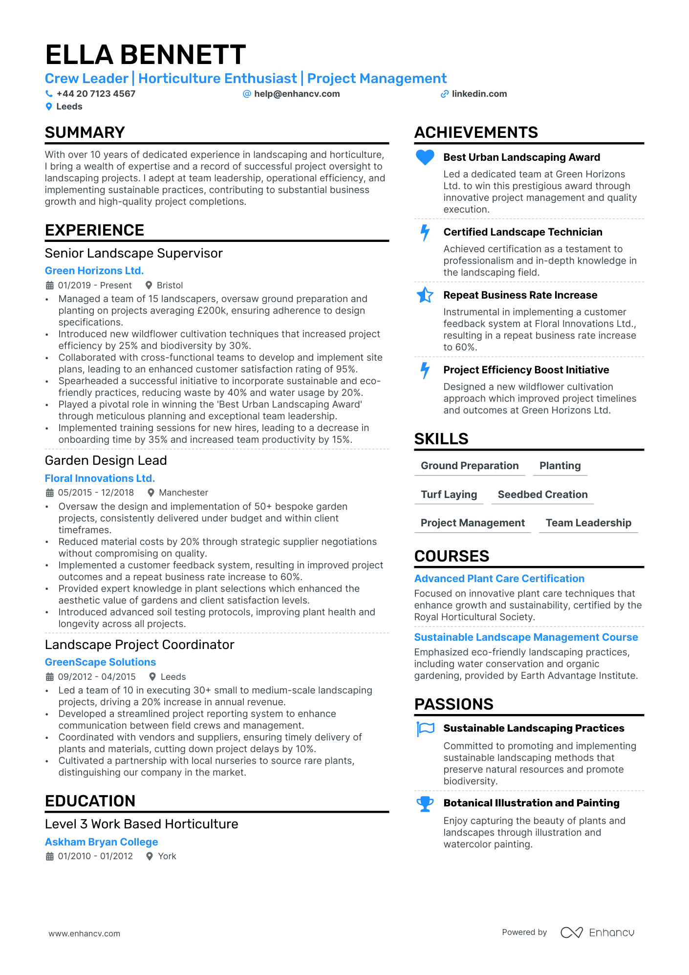 landscaping resume example