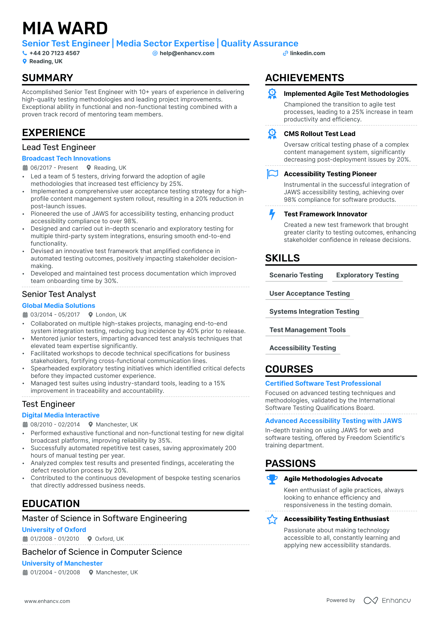 manual tester resume example