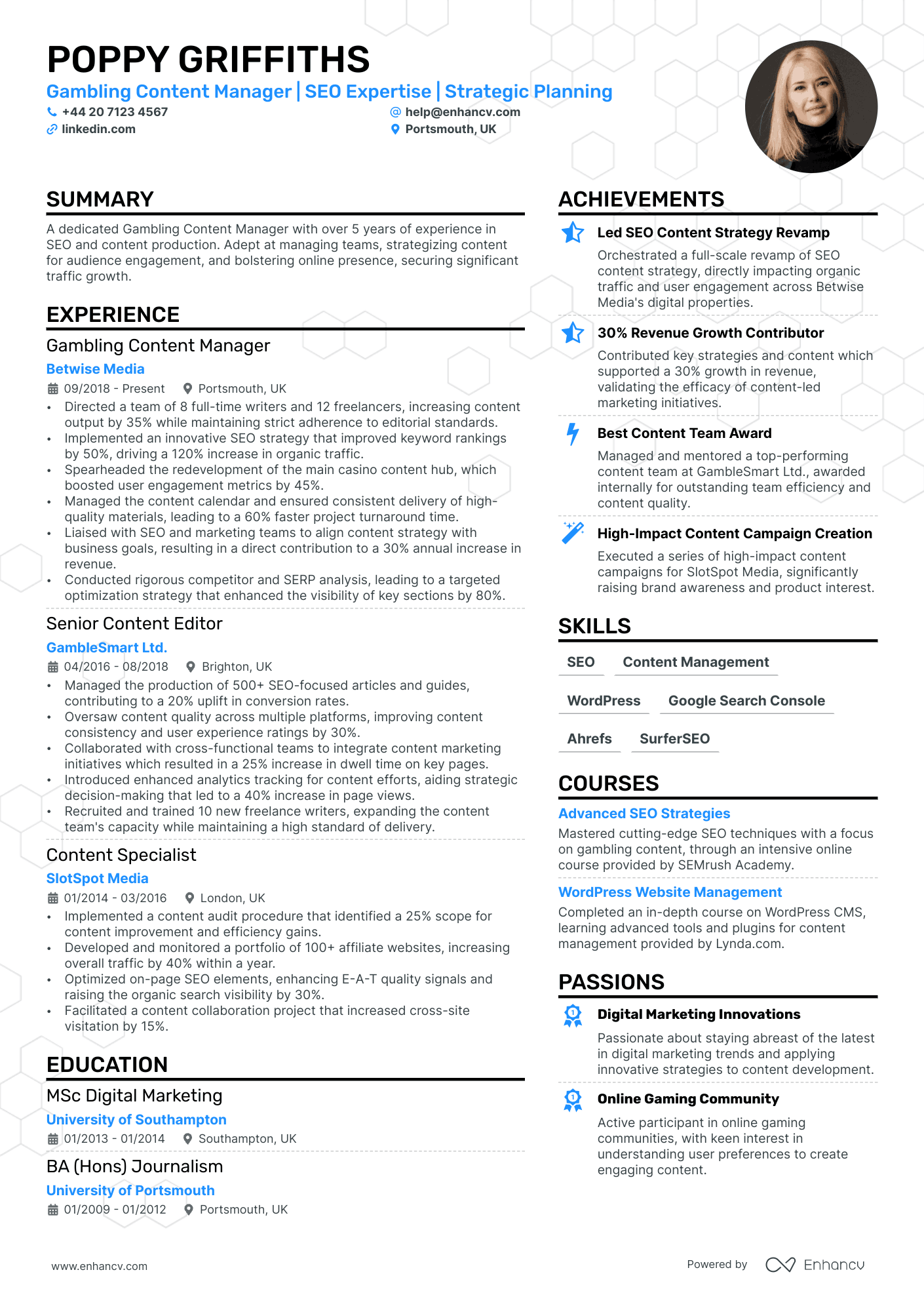 content manager resume example