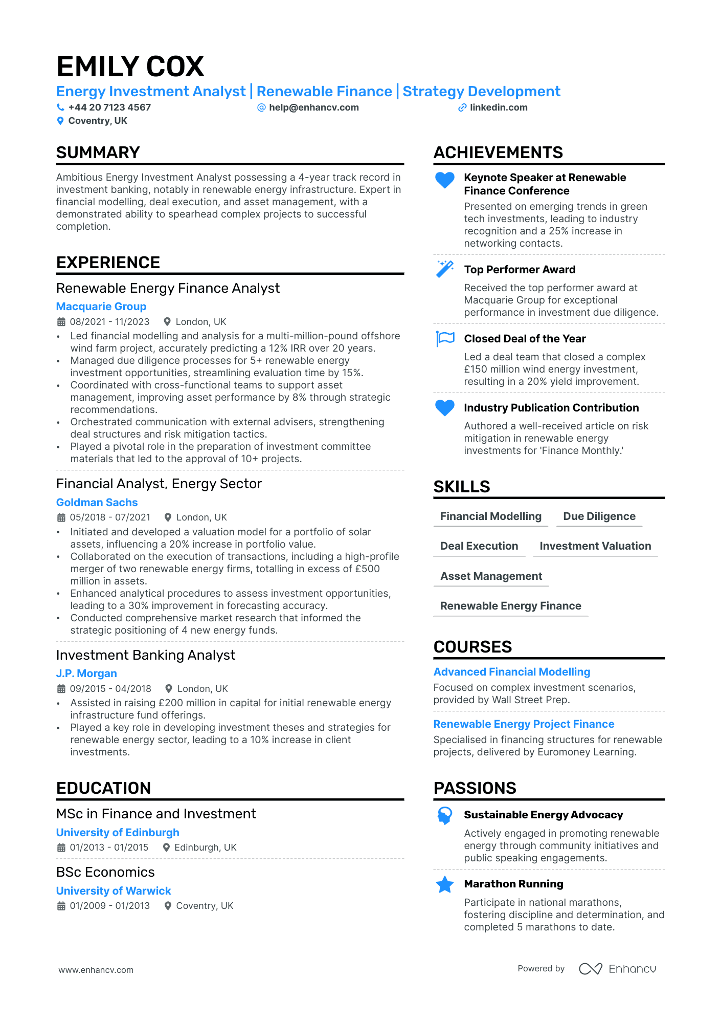 investment banking resume example