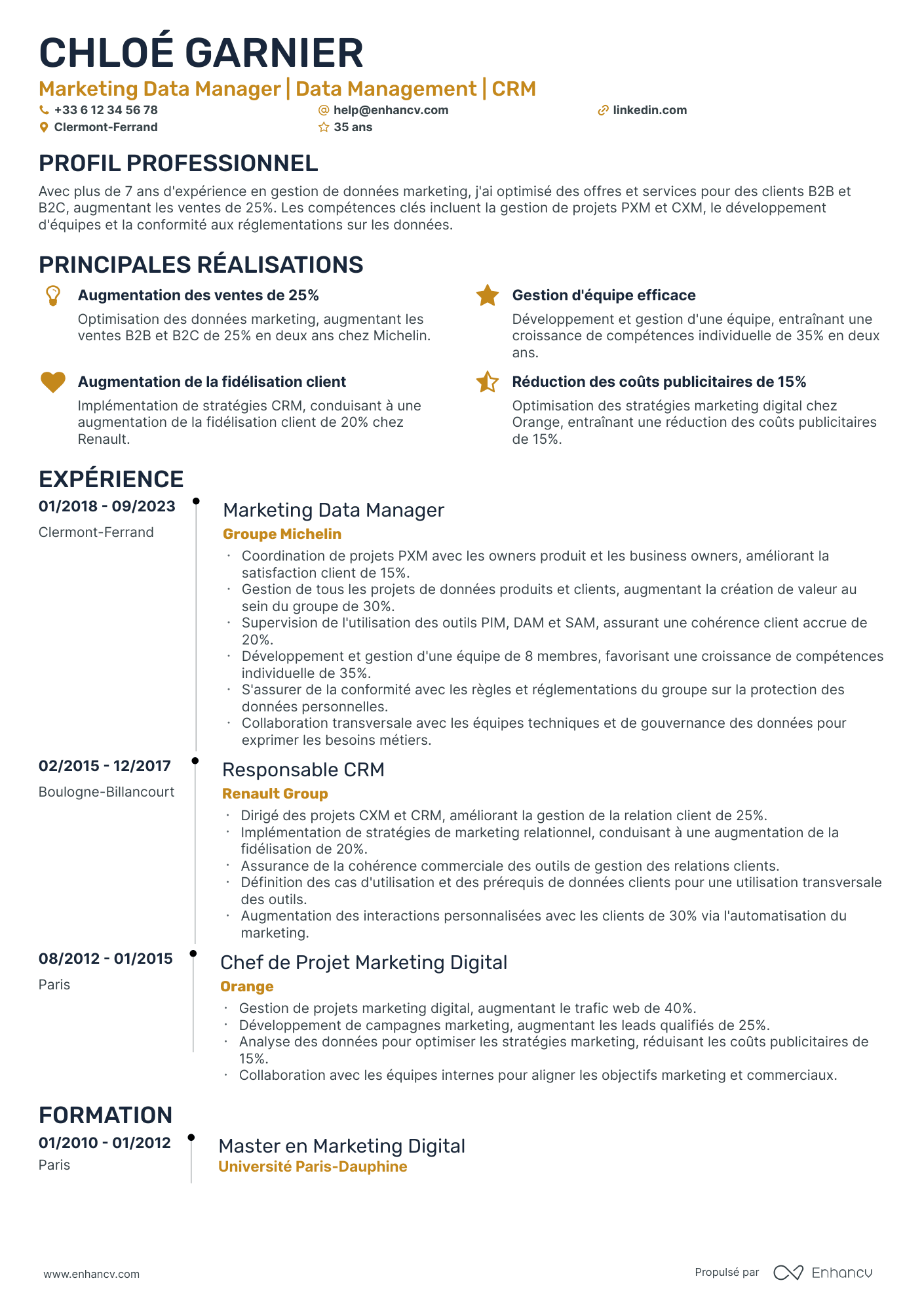 manager marketing resume example