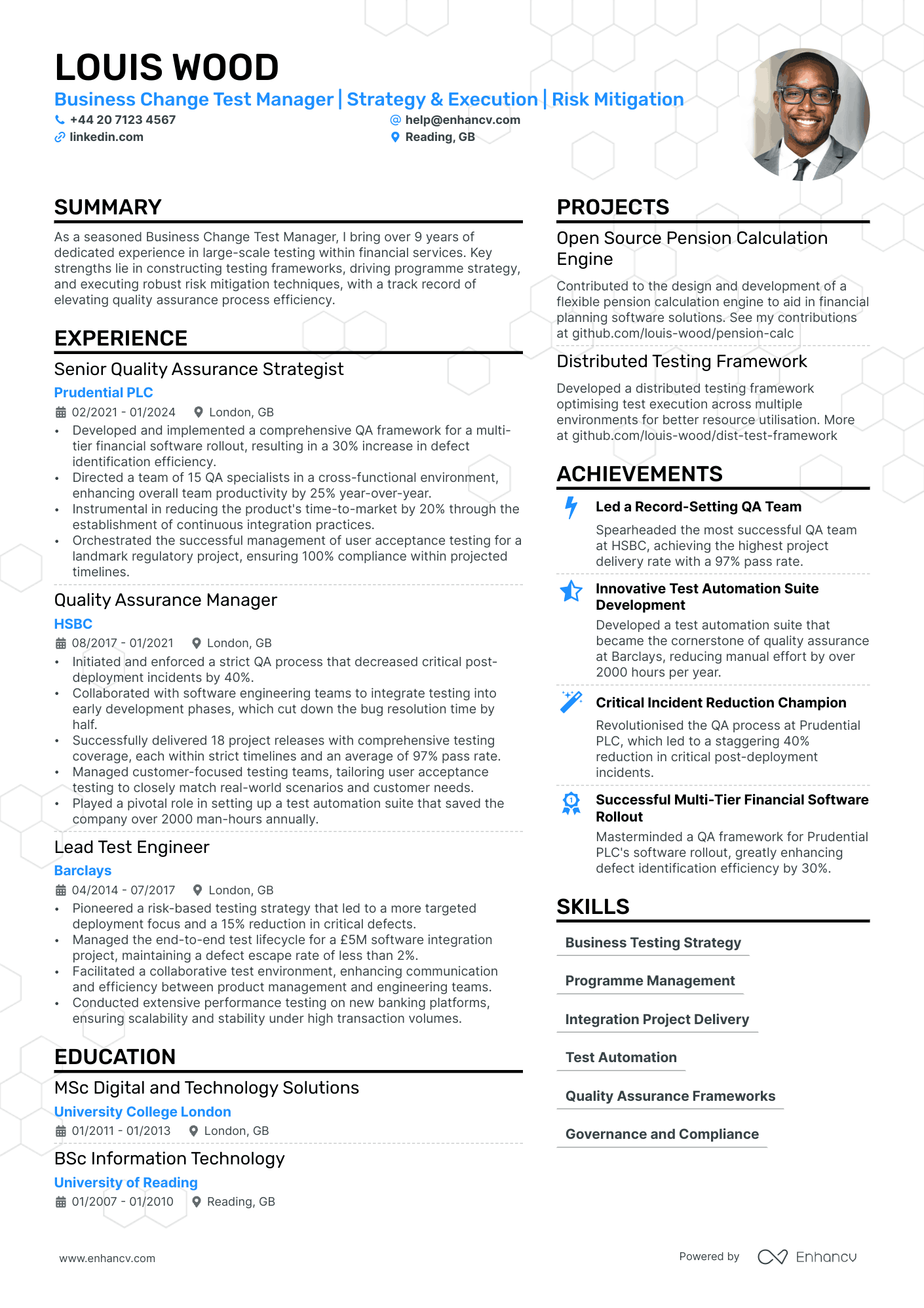 test manager resume example