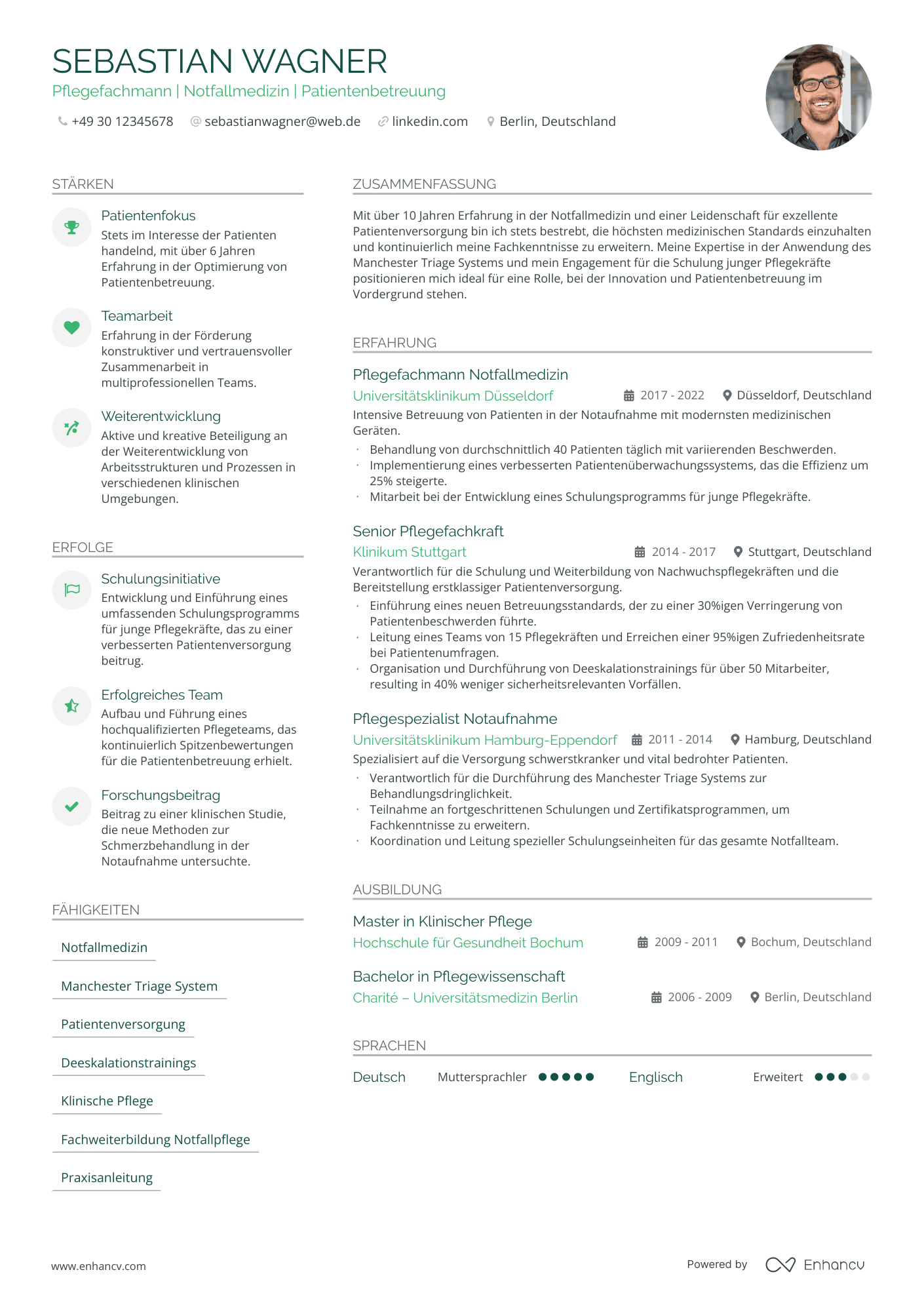 krankenpfleger resume example