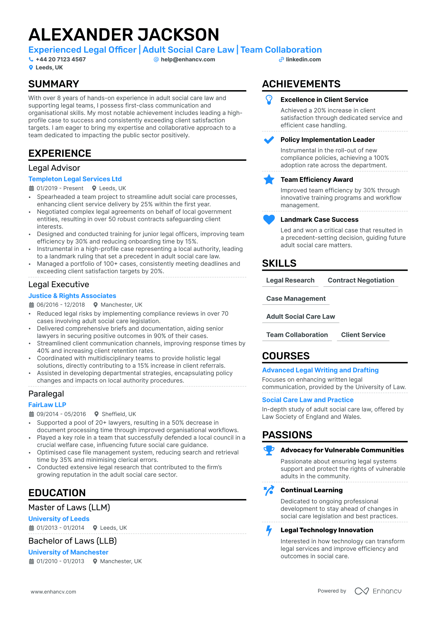 legal resume example
