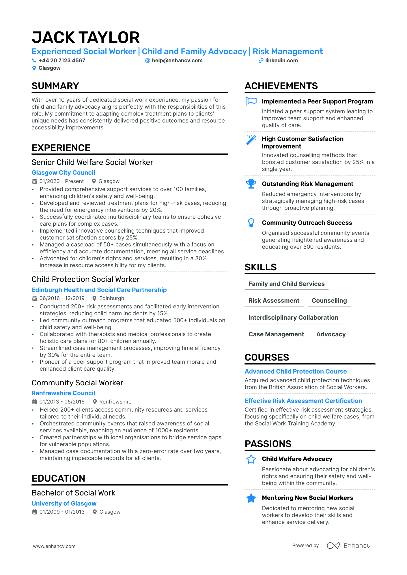 social worker resume example