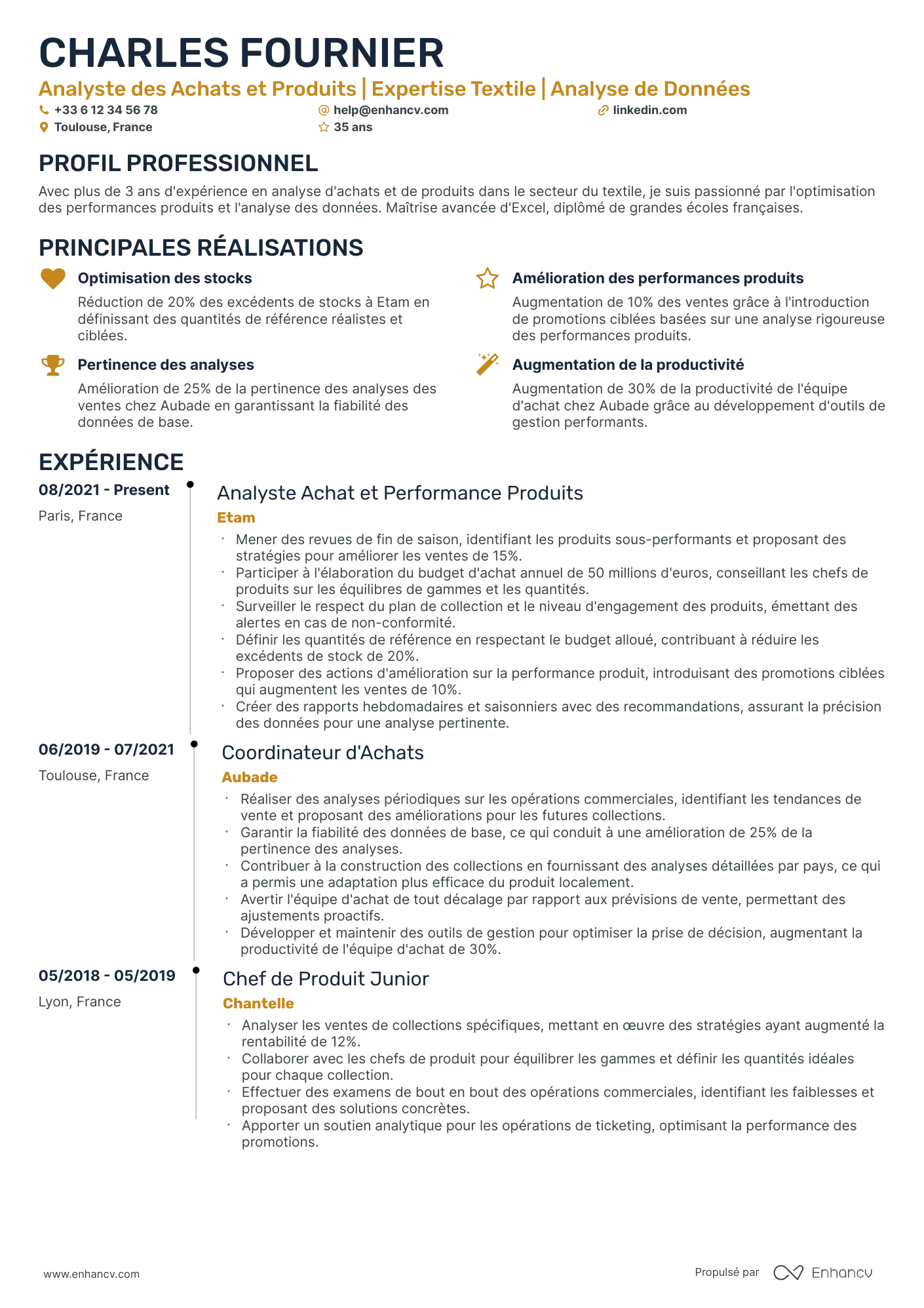 vendeuse resume example