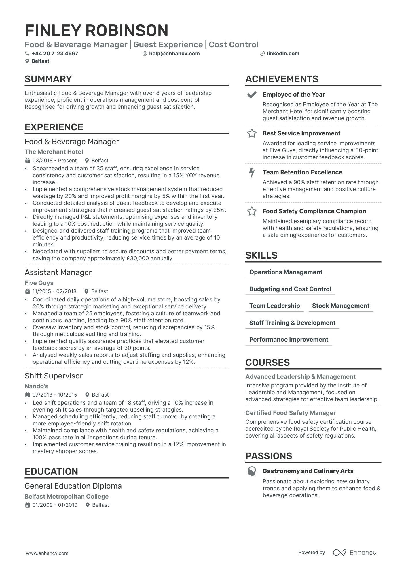 Fast Food CV Examples & Guide for 2024