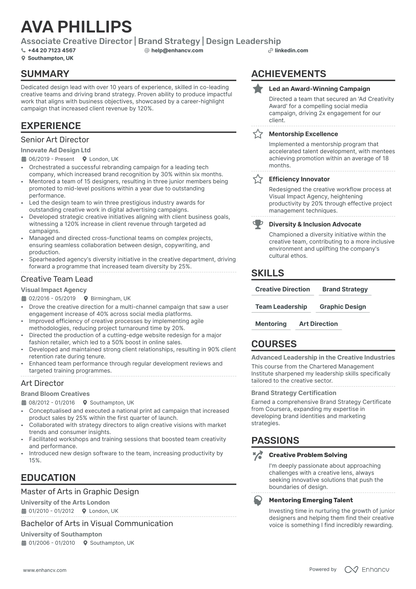 design manager resume example