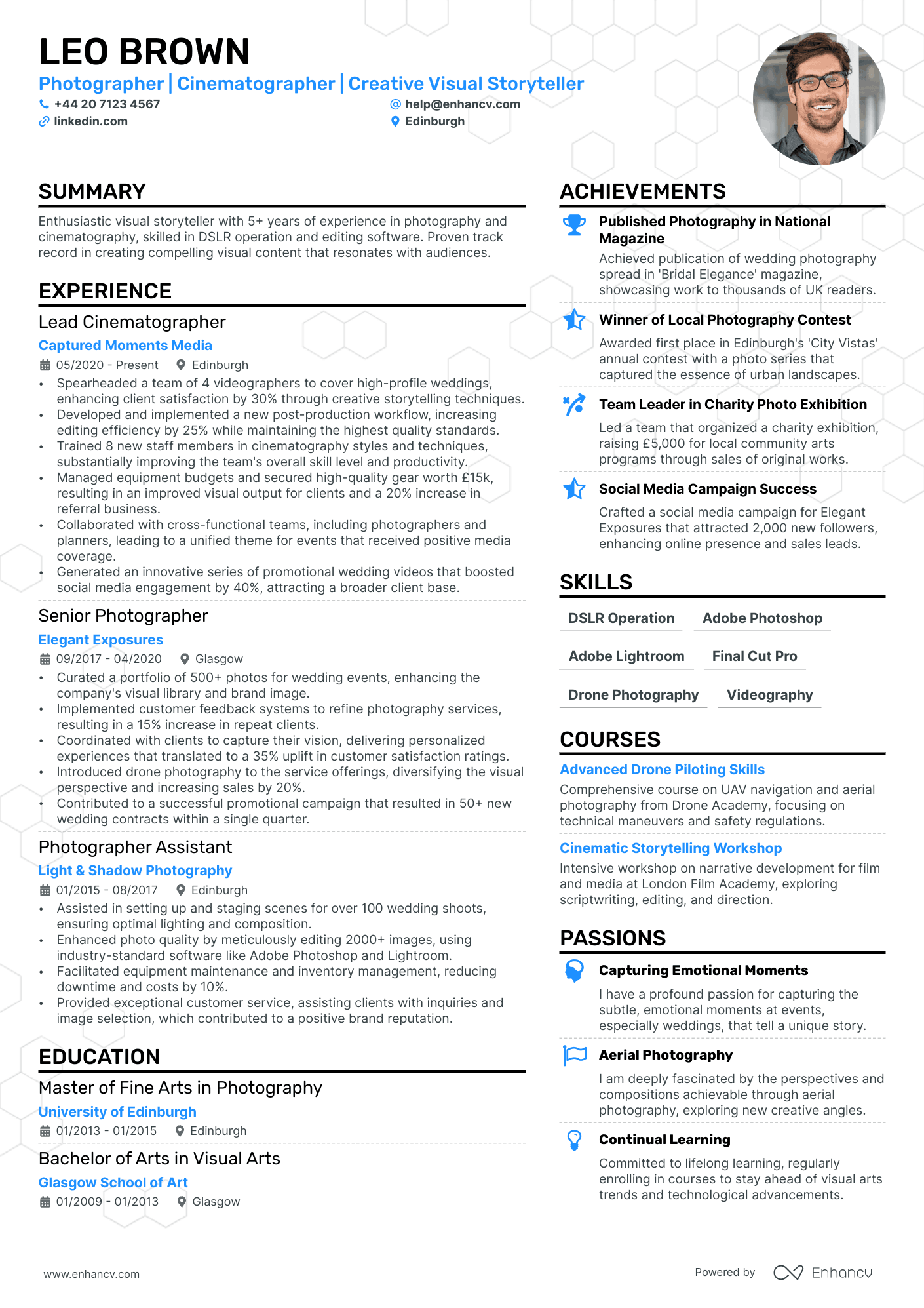 Cinematographer CV Examples & Guide for 2024