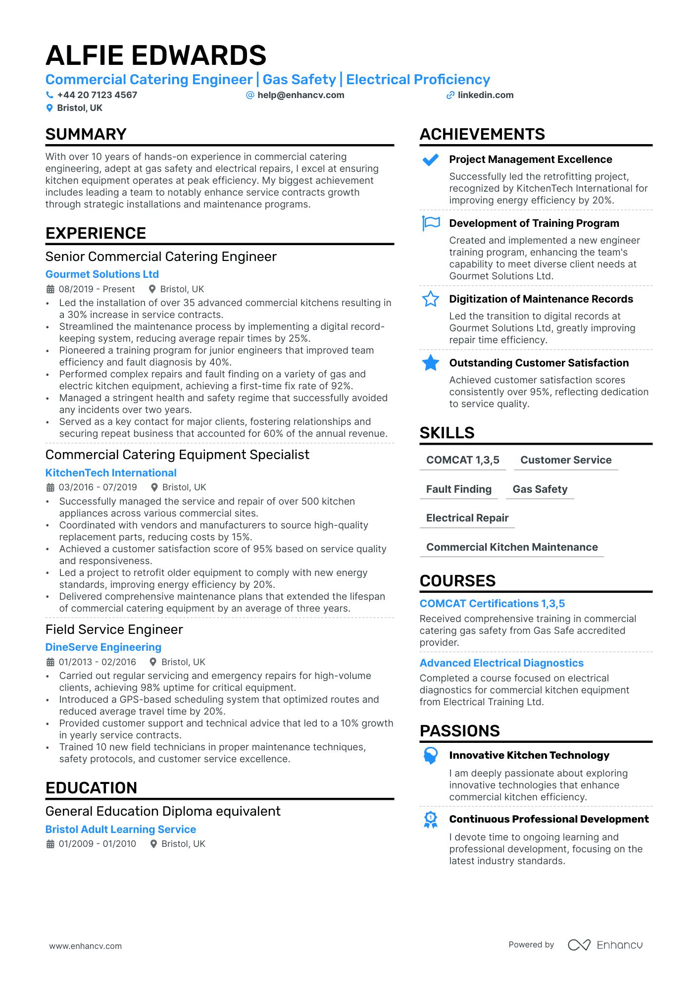 catering resume example