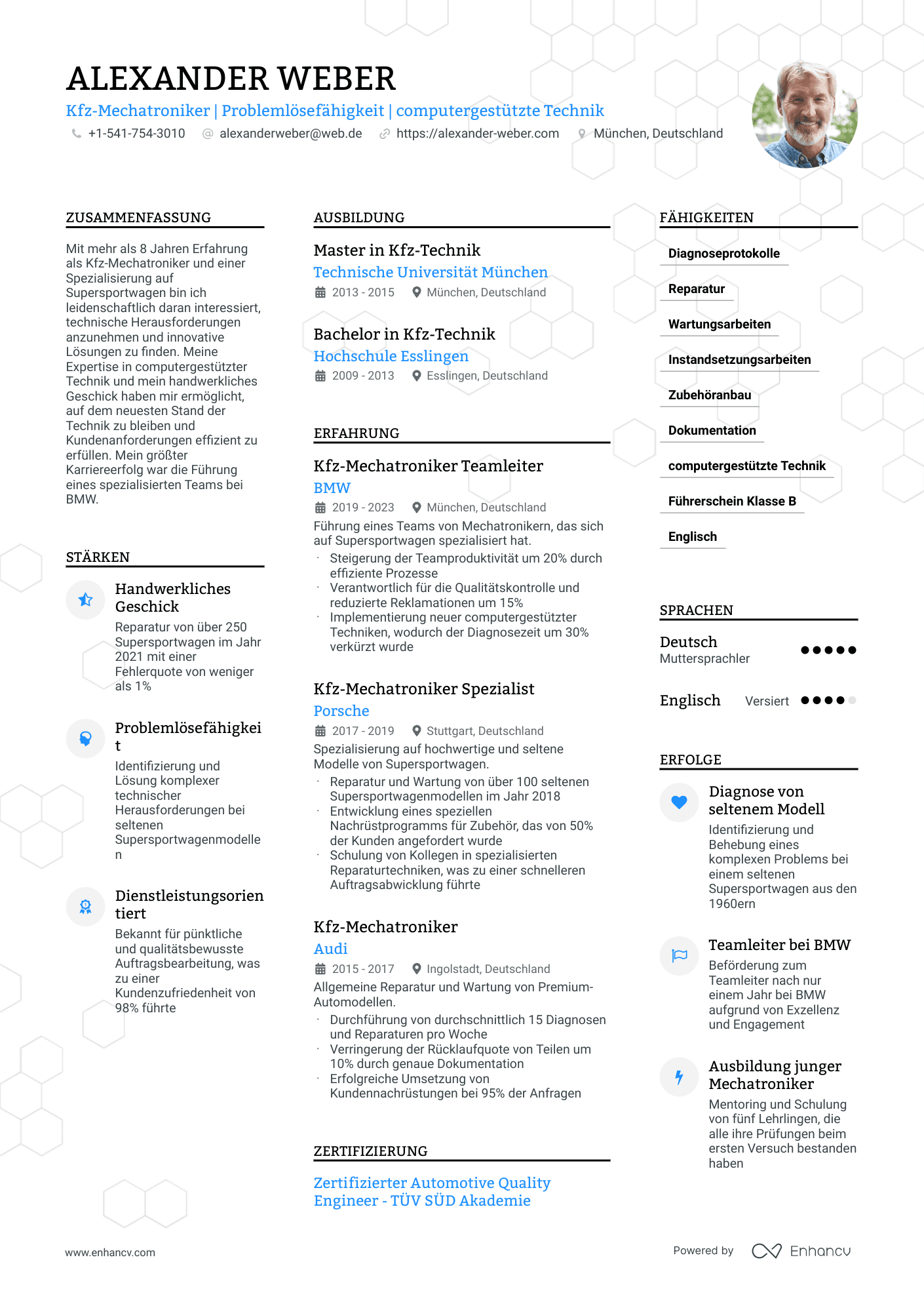 kfz mechatroniker resume example