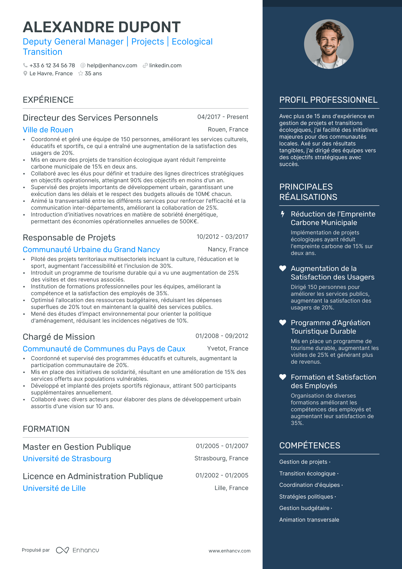 directeur général resume example