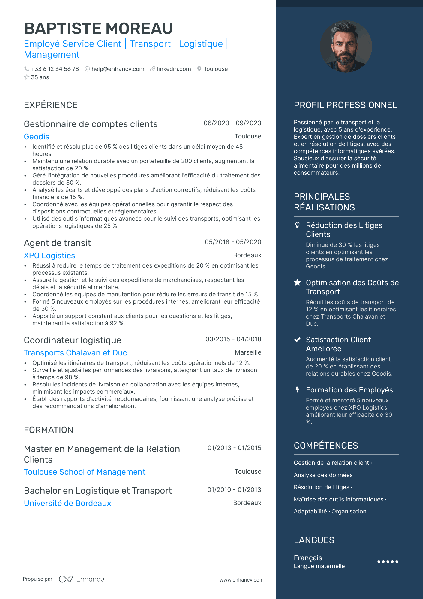 service client resume example