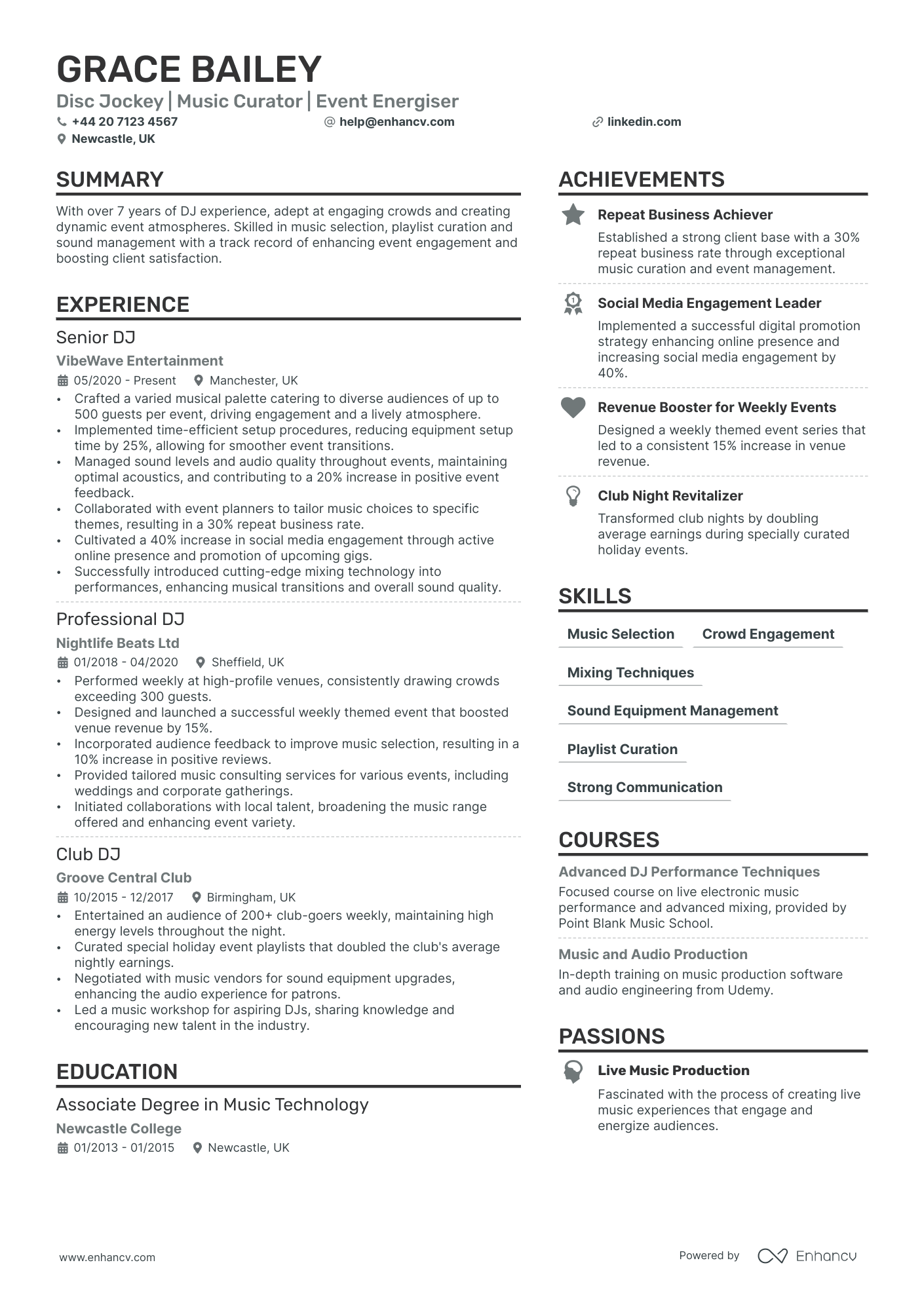 dj resume example