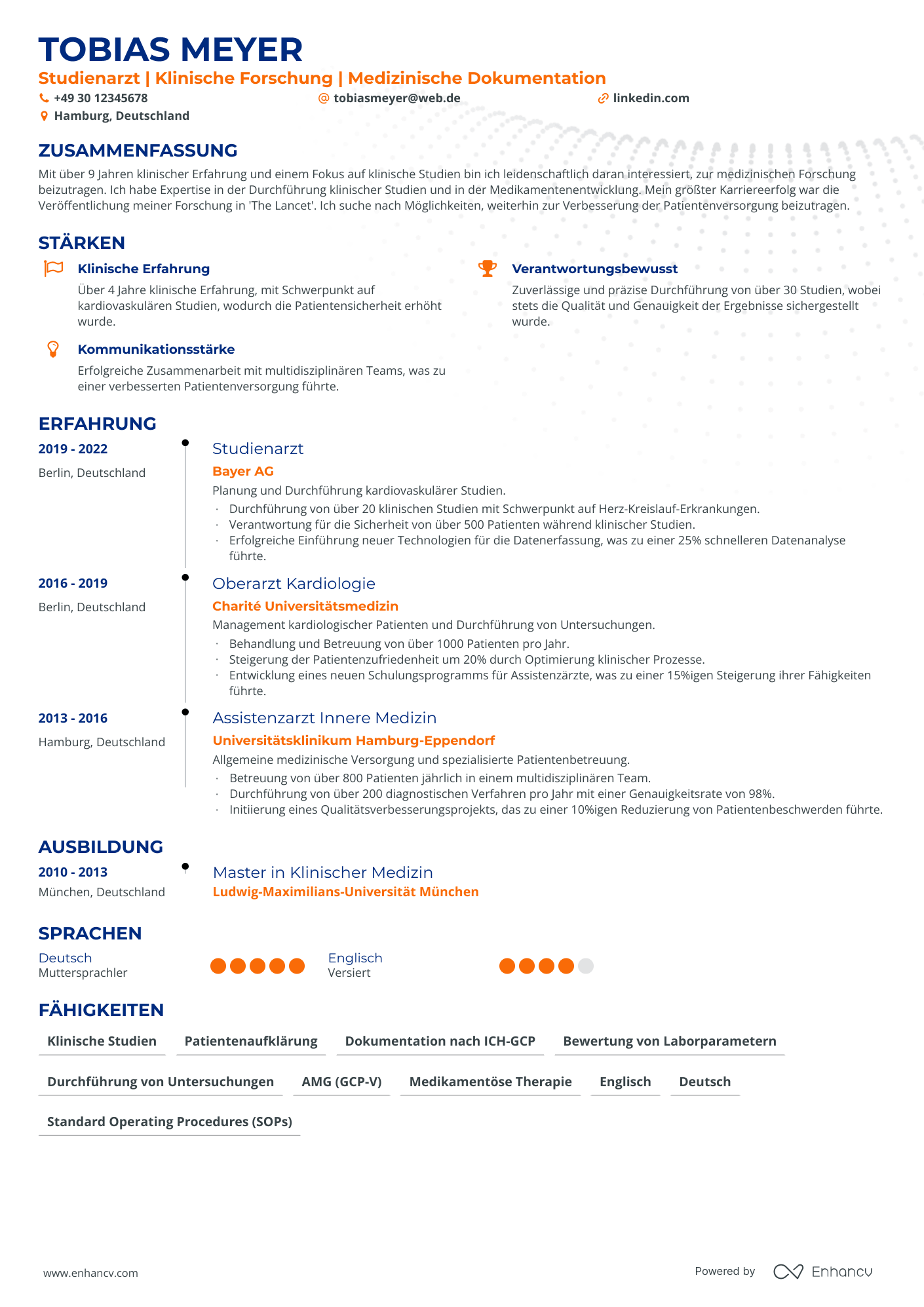 arzt resume example