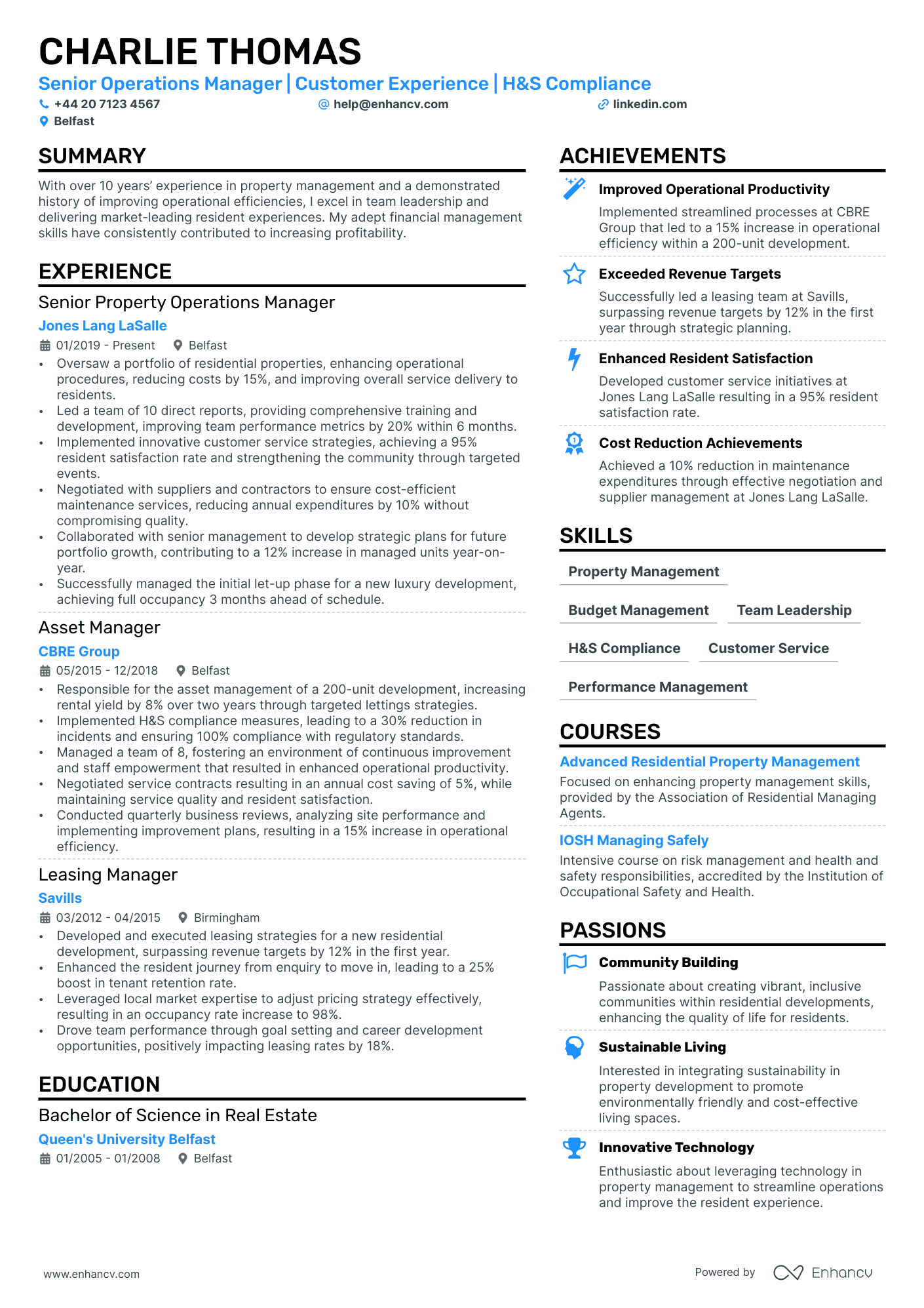 general manager resume example
