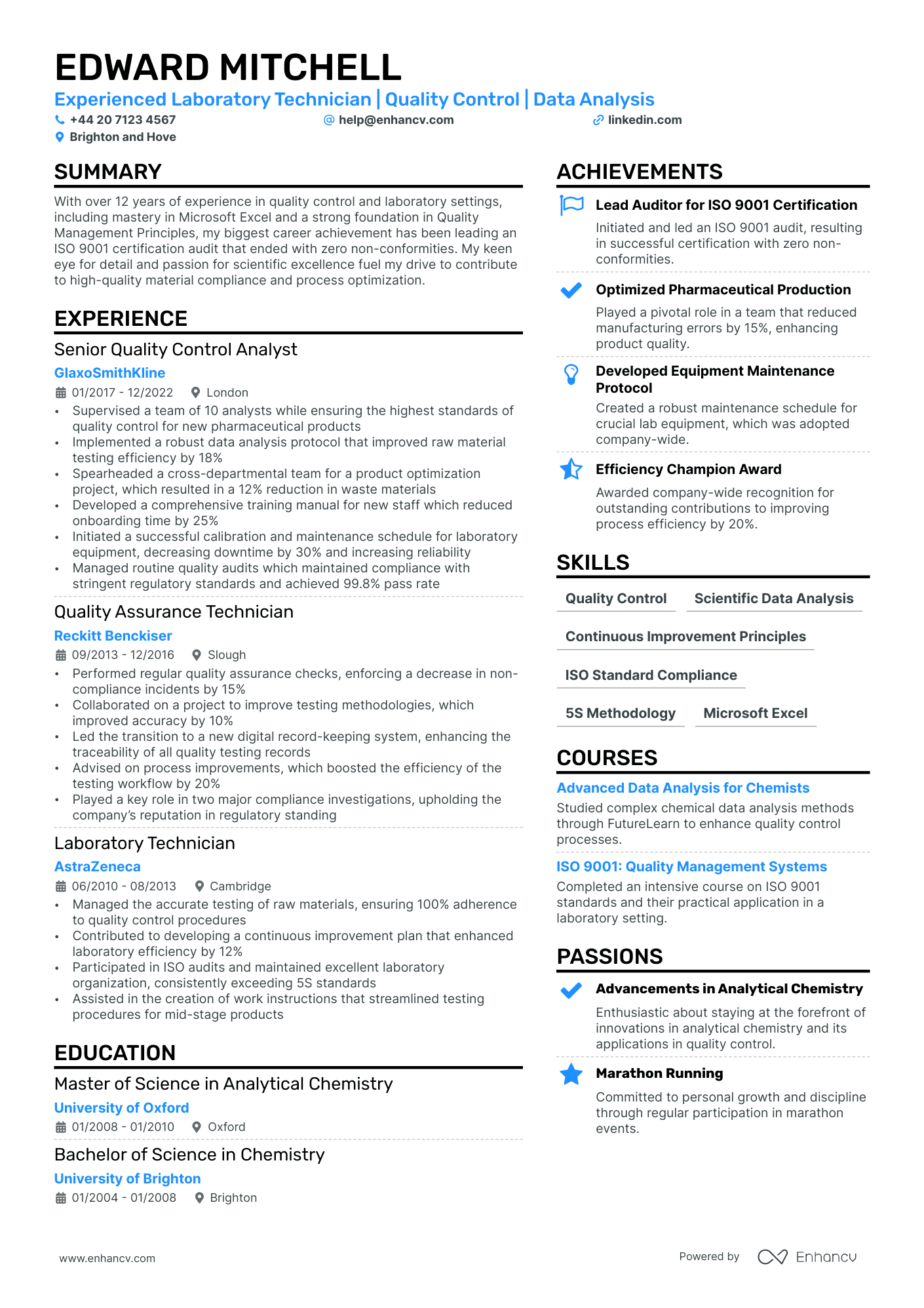lab technician resume example