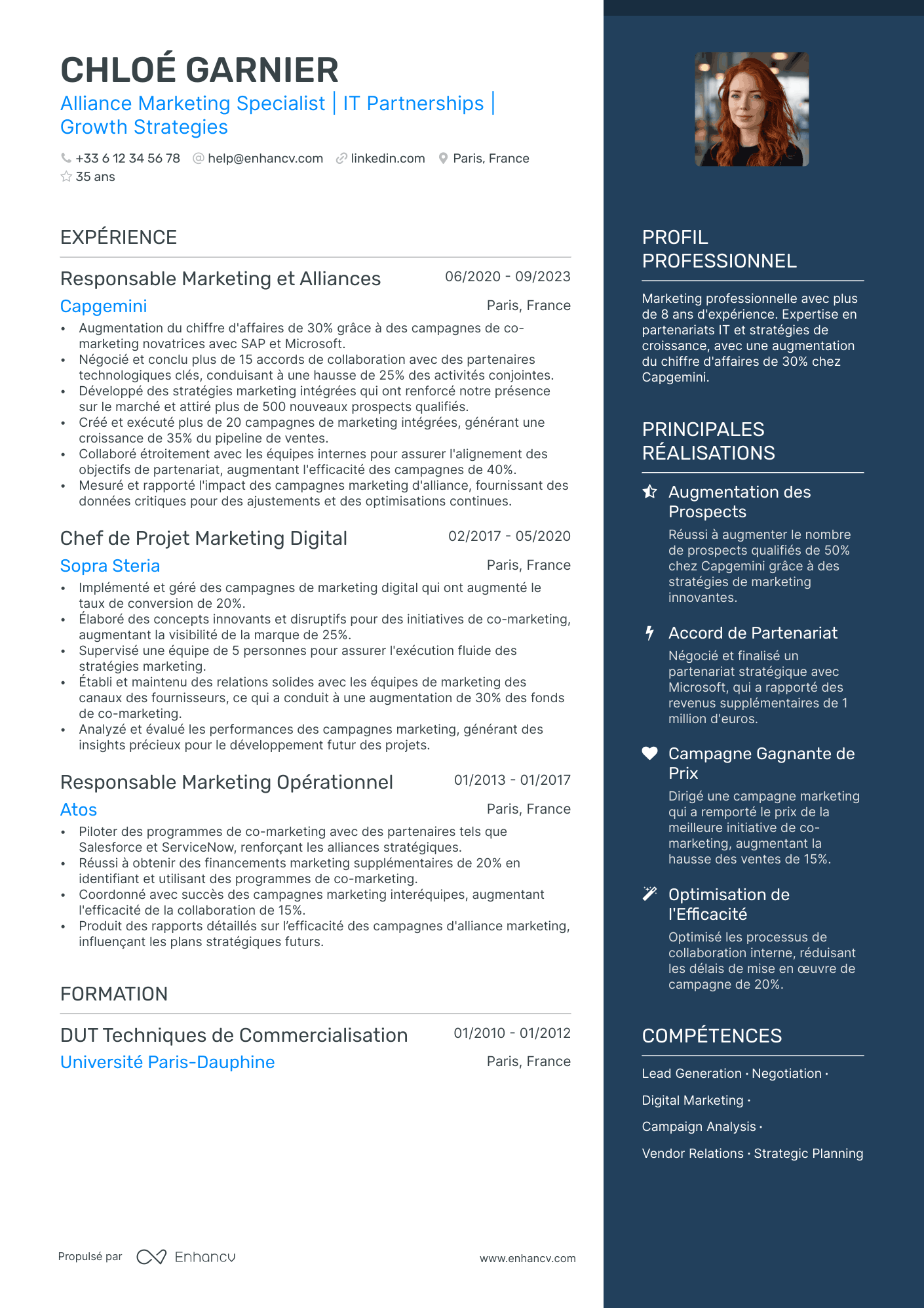 spécialiste marketing digital resume example