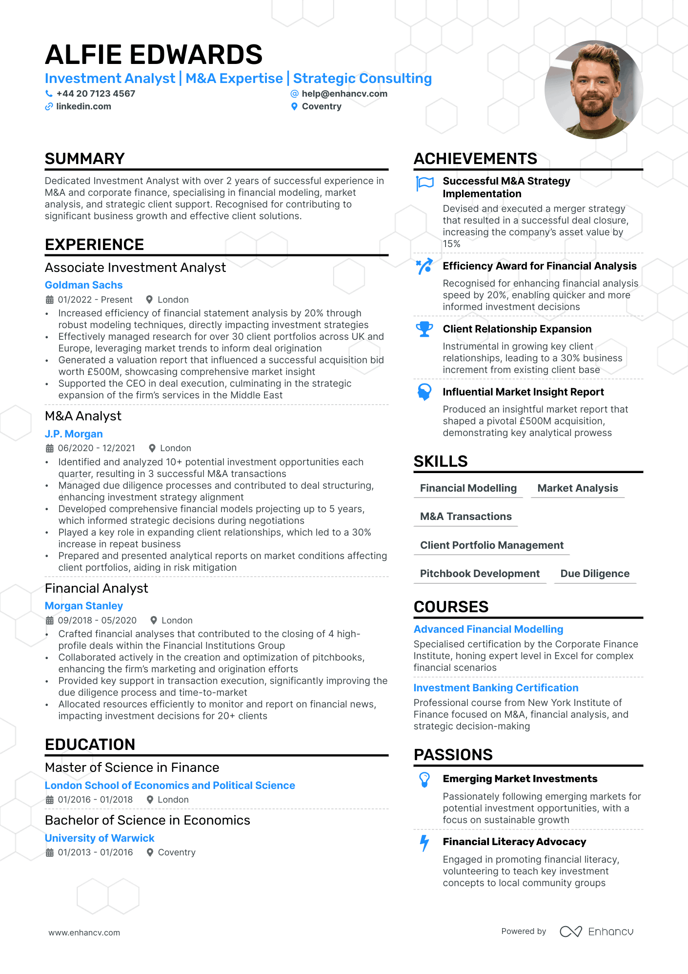 investment banking analyst resume example