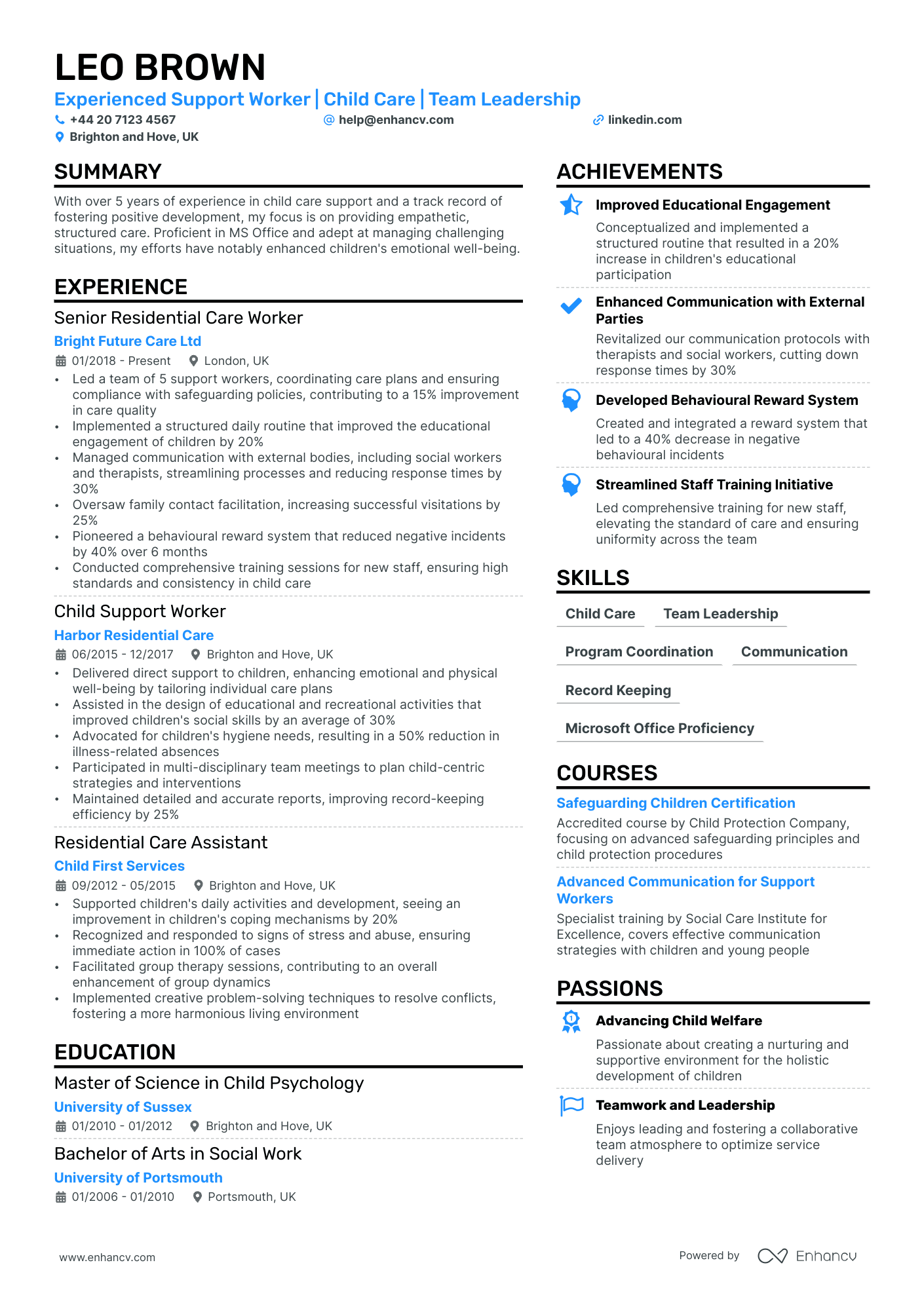 support worker resume example