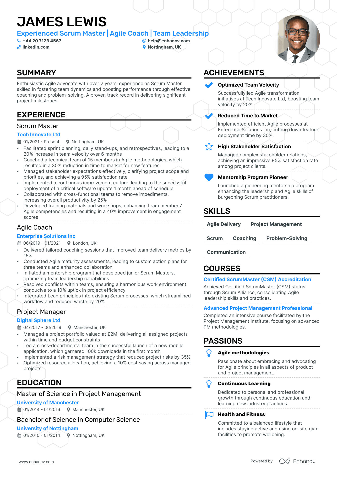 scrum master resume example