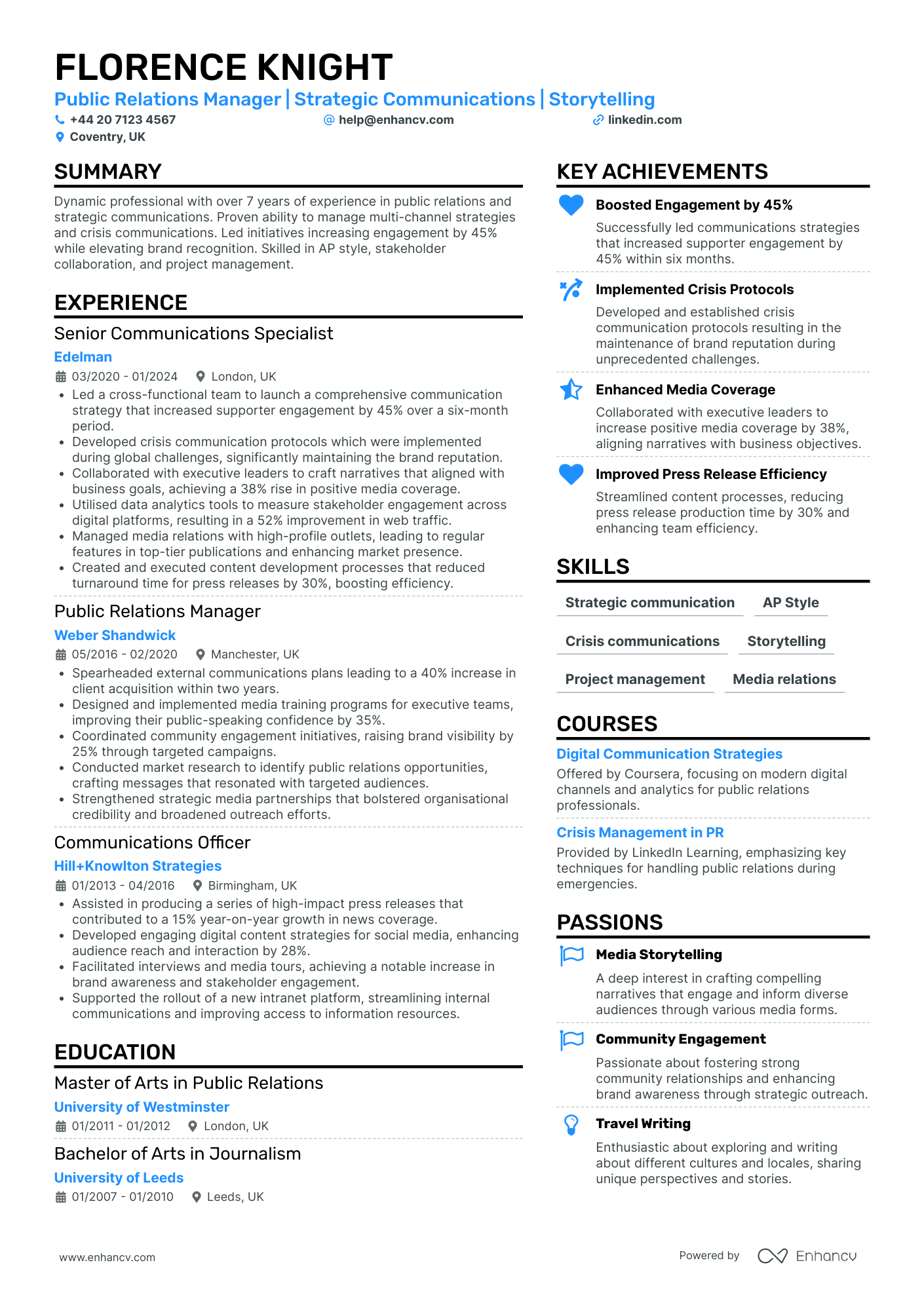 Public Relations CV Examples & Guide for 2026