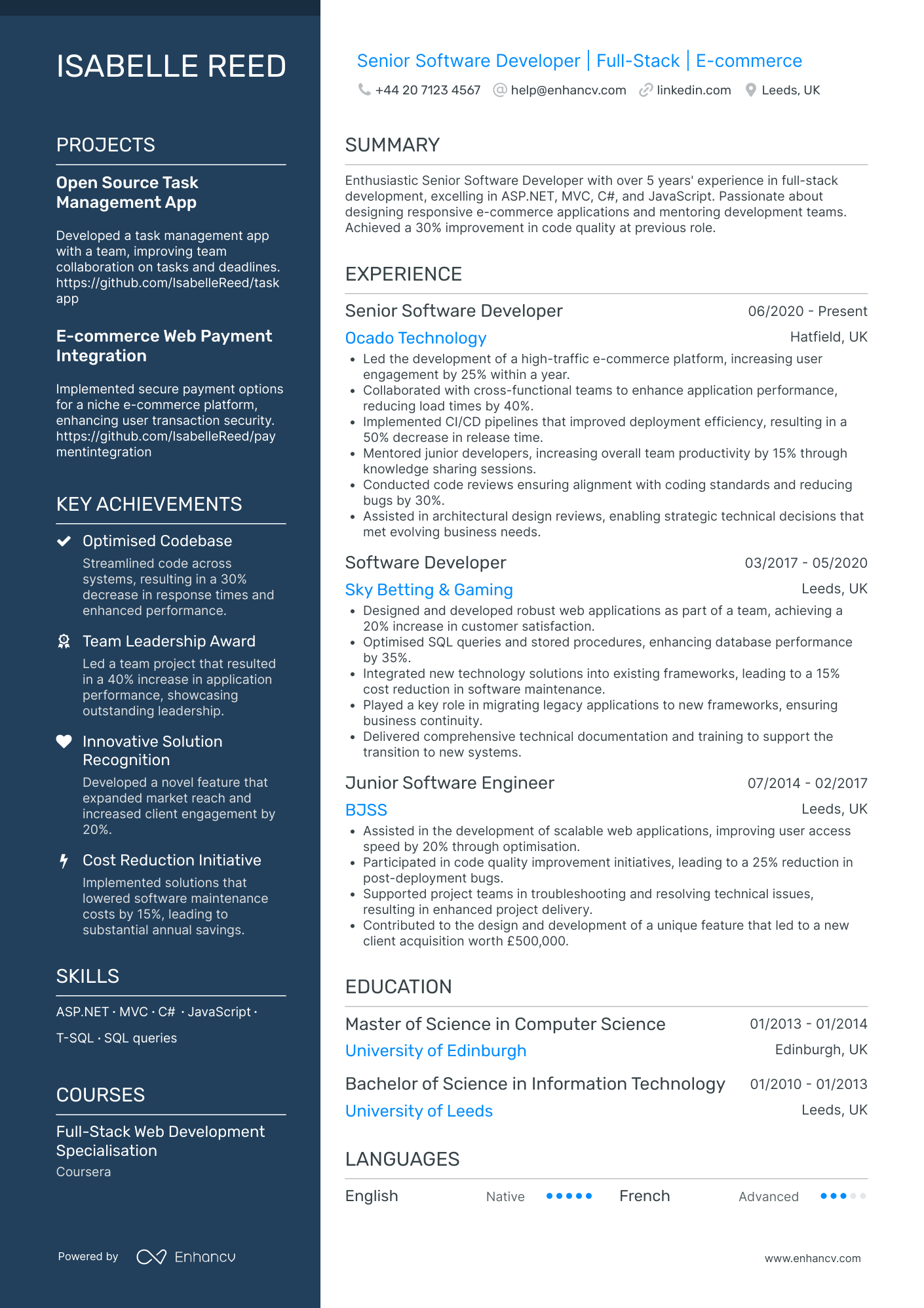 Senior Software Engineer CV Examples & Guide for 2026