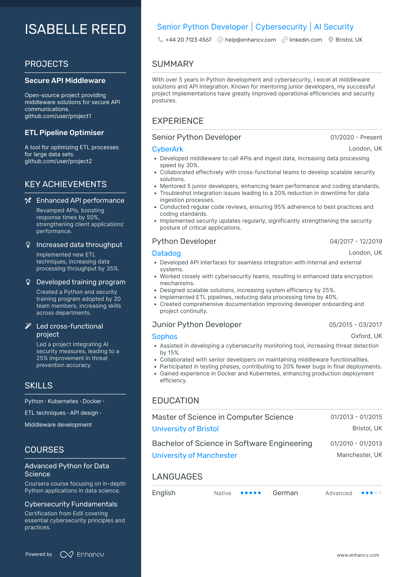 Python Developer CV Examples & Guide for 2025
