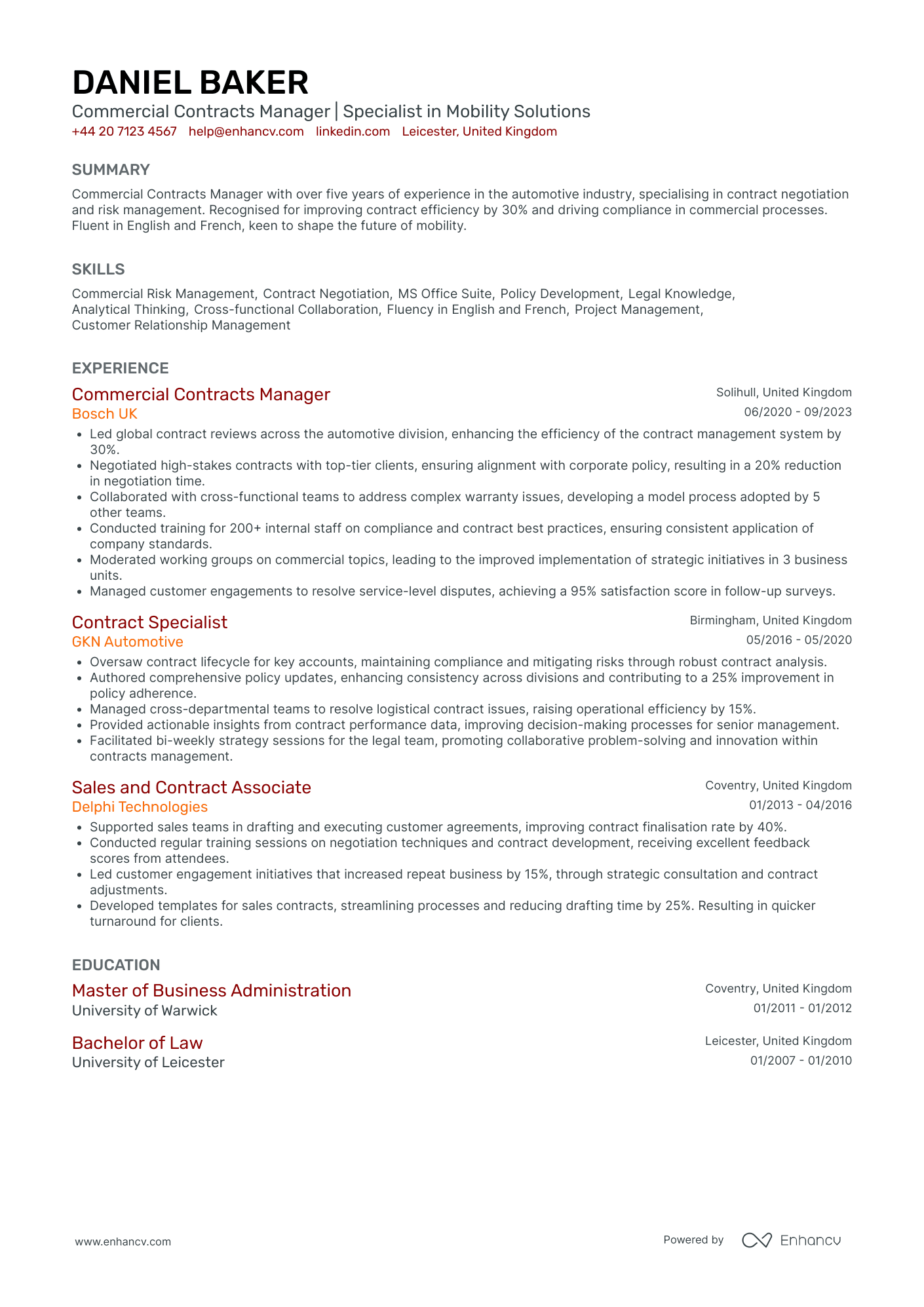 Commercial Manager CV Examples & Guide for 2026