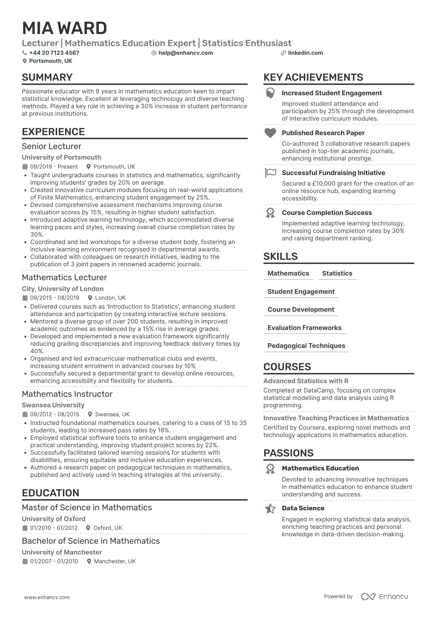 Math Teacher CV Examples & Guide for 2026