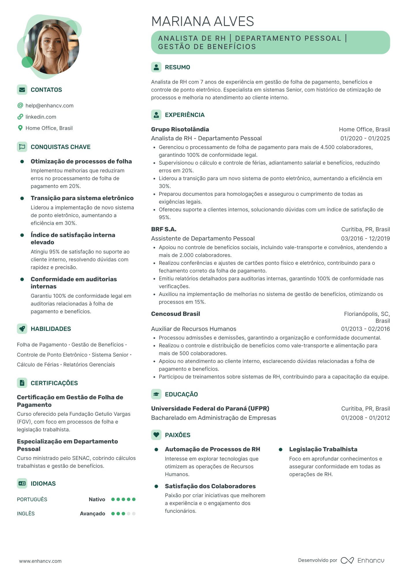 Gerador Currículo: Crie Seu Currículo Profissional | Enhancv