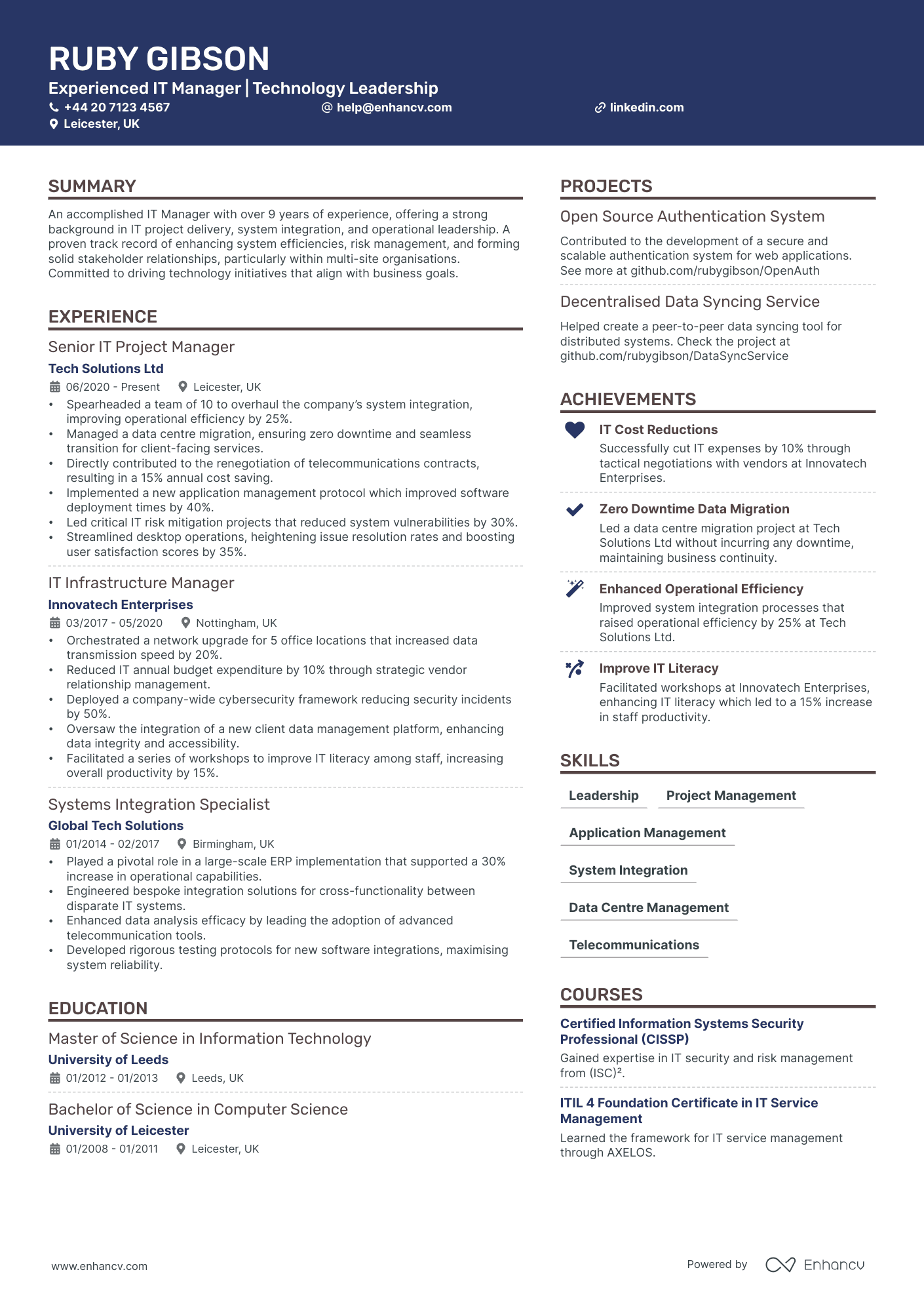 IT Manager CV Examples & Guide for 2025