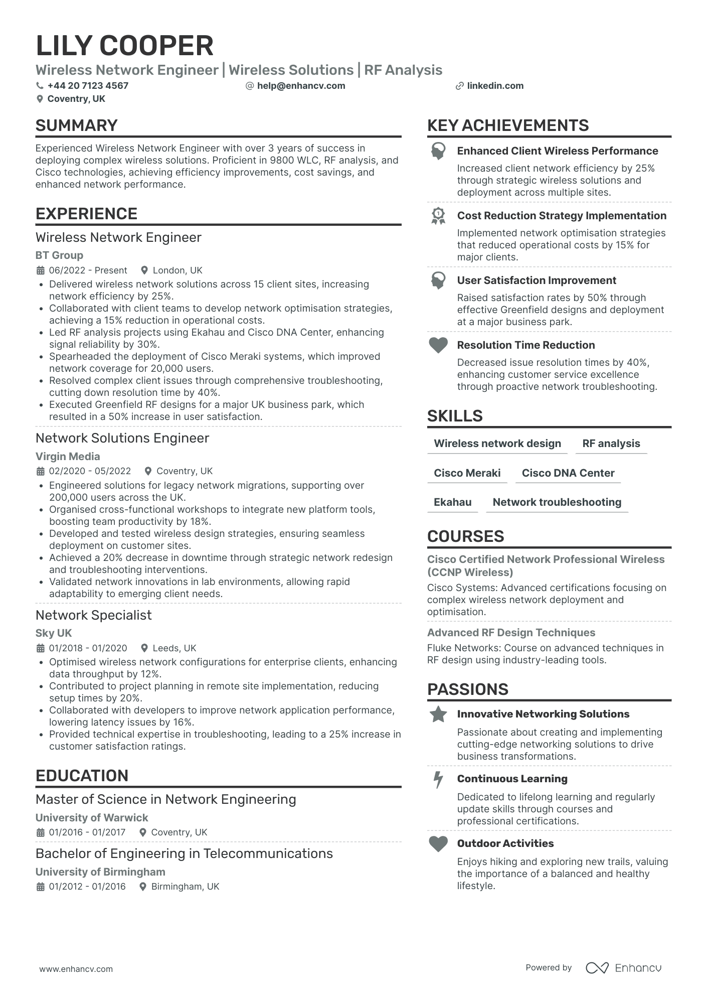 Network Engineer CV Examples & Guide for 2026