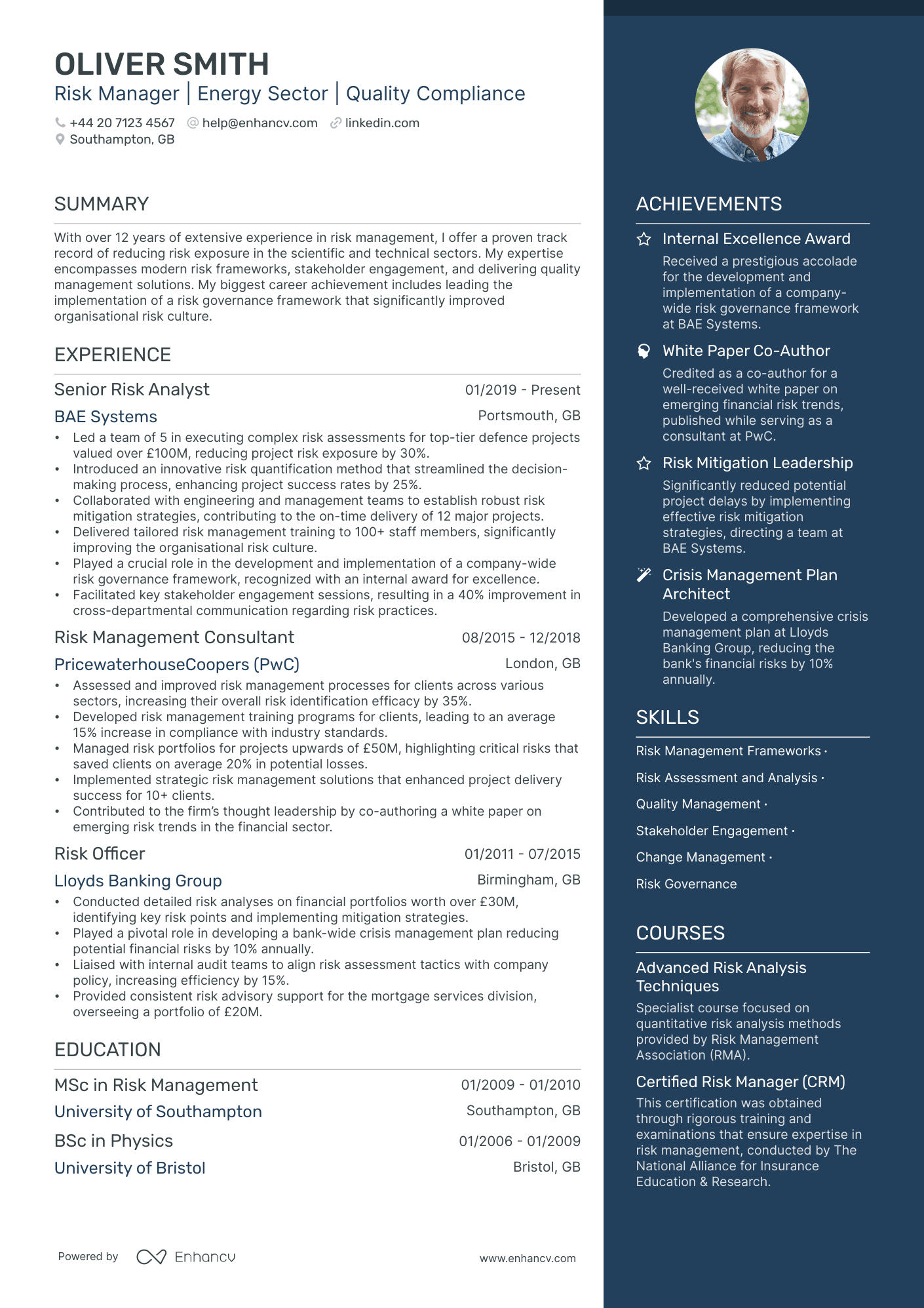 Risk Manager CV Examples & Guide for 2025