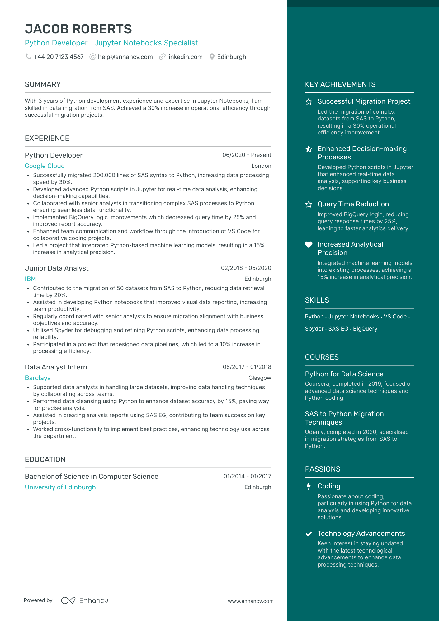 Python Developer CV Examples & Guide for 2025