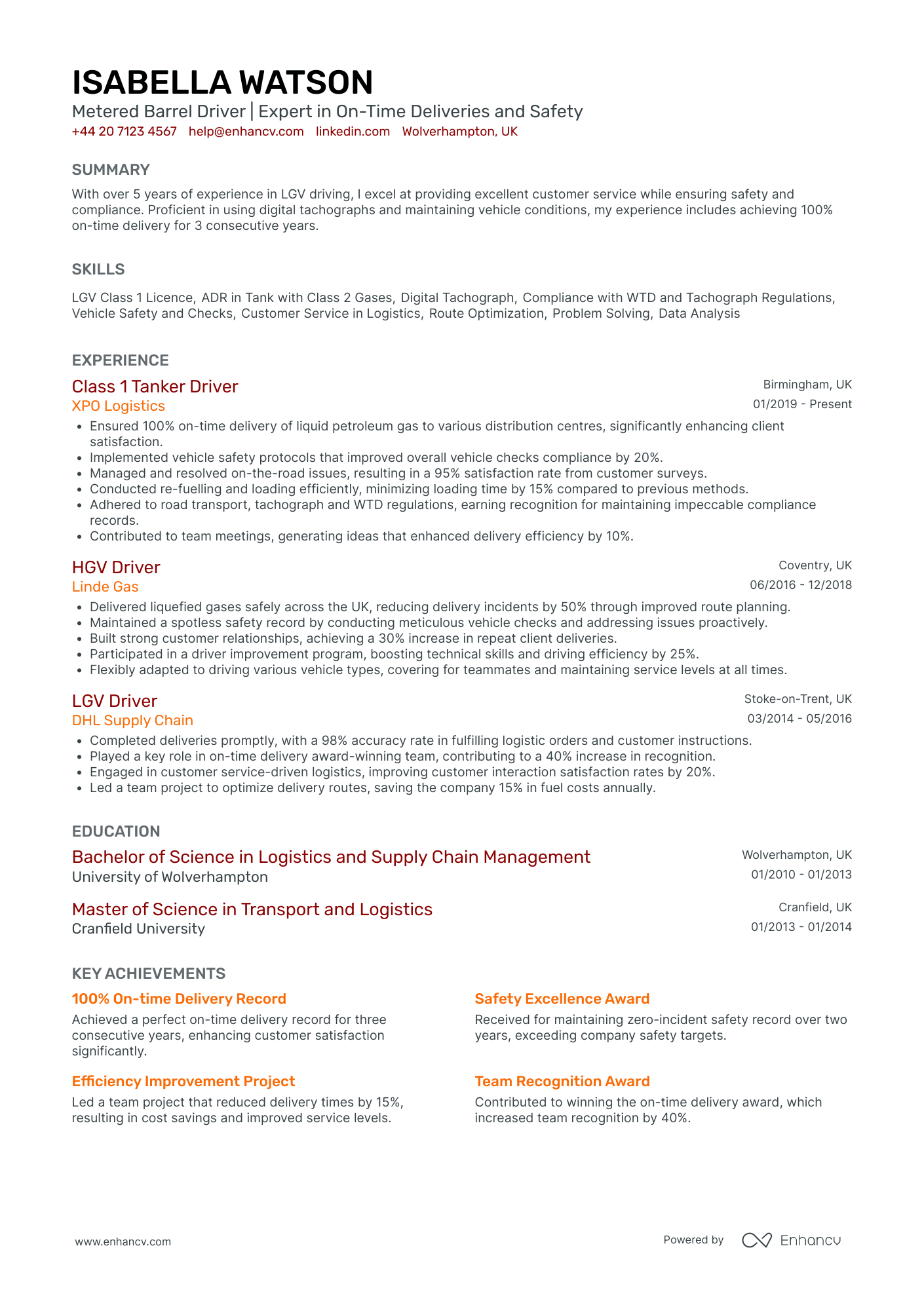 Driver CV Examples & Guide for 2026
