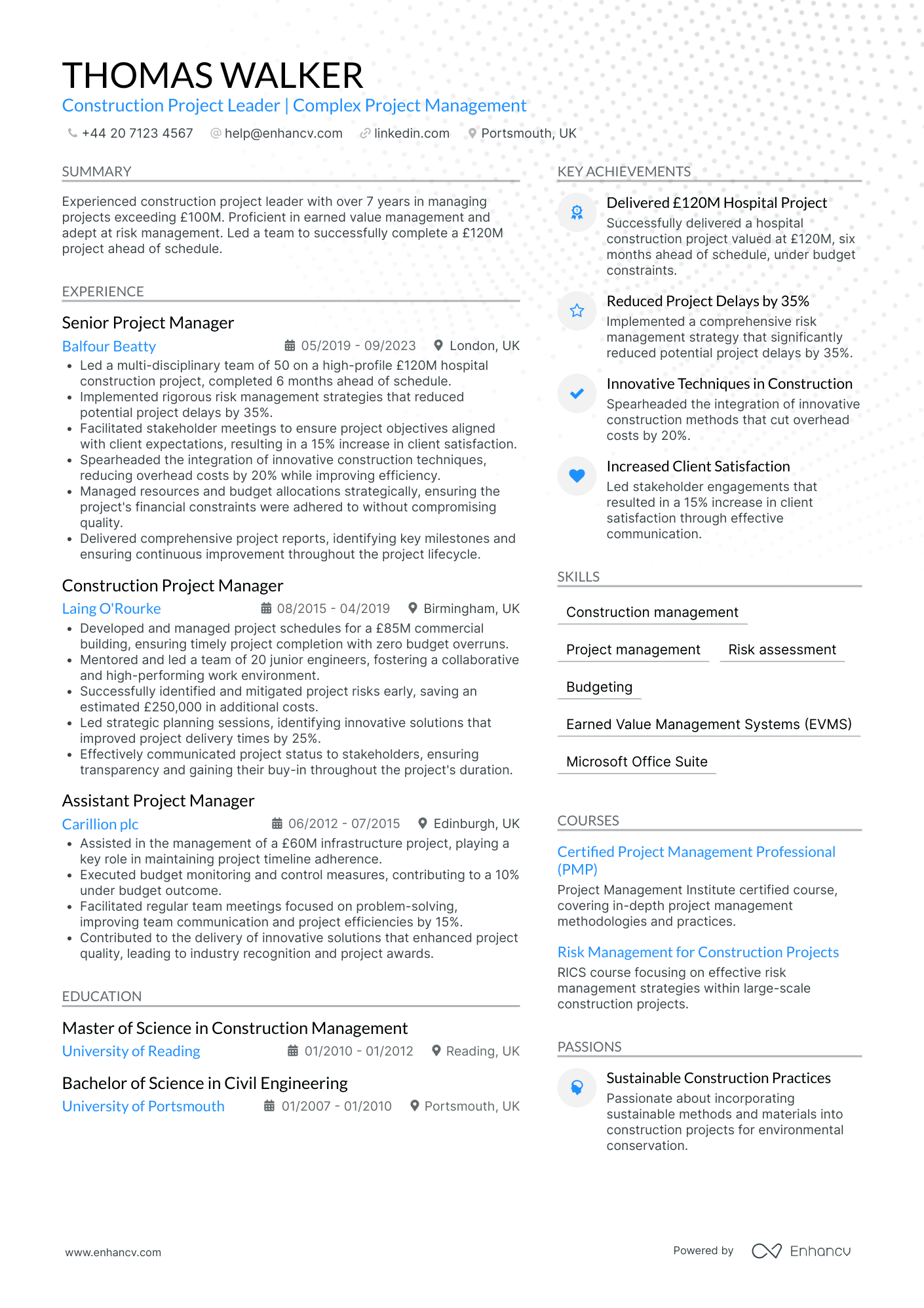 Construction Project Manager CV Examples & Guide for 2026